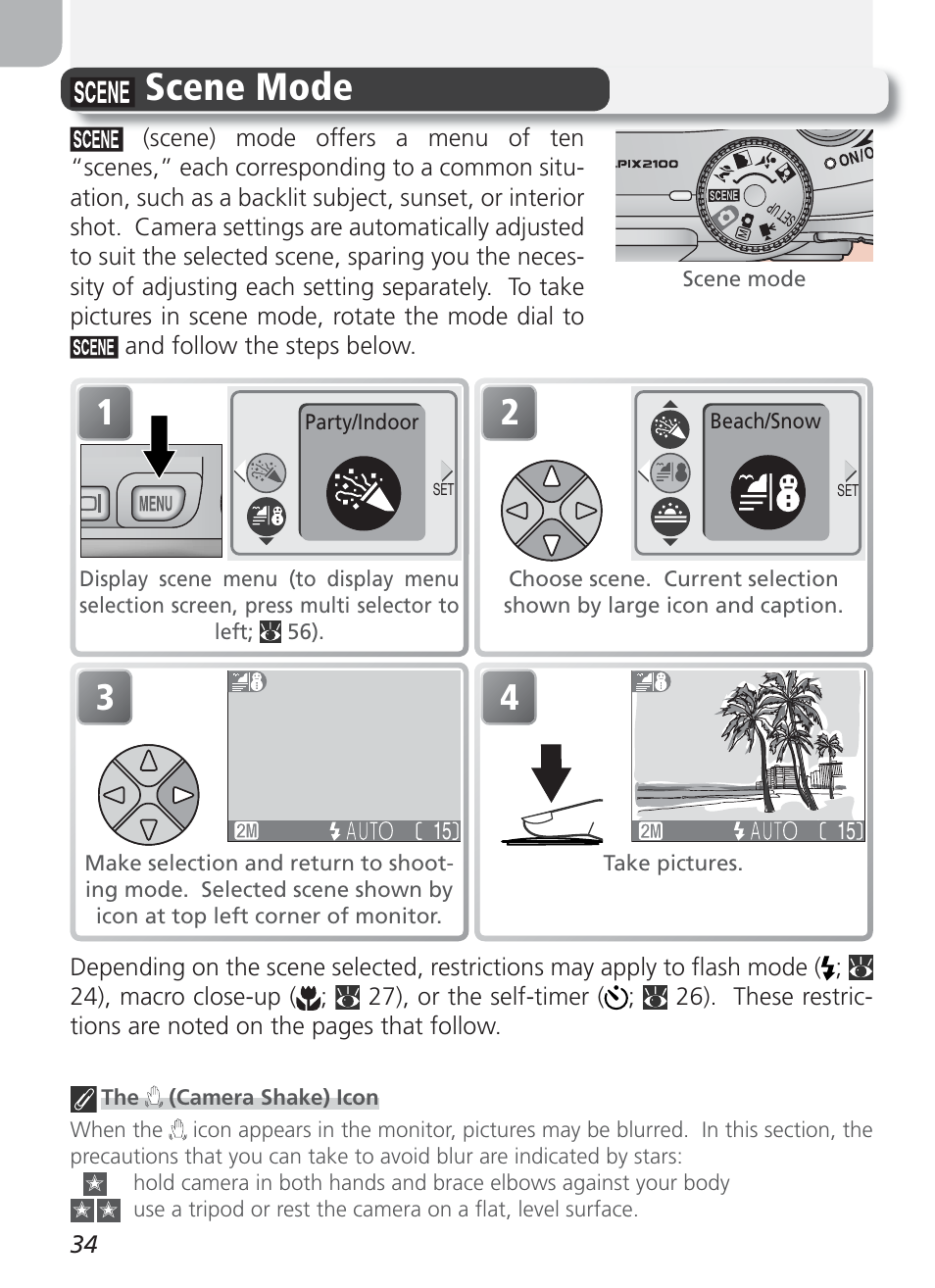 Scene mode | Nikon 2100 User Manual | Page 44 / 104