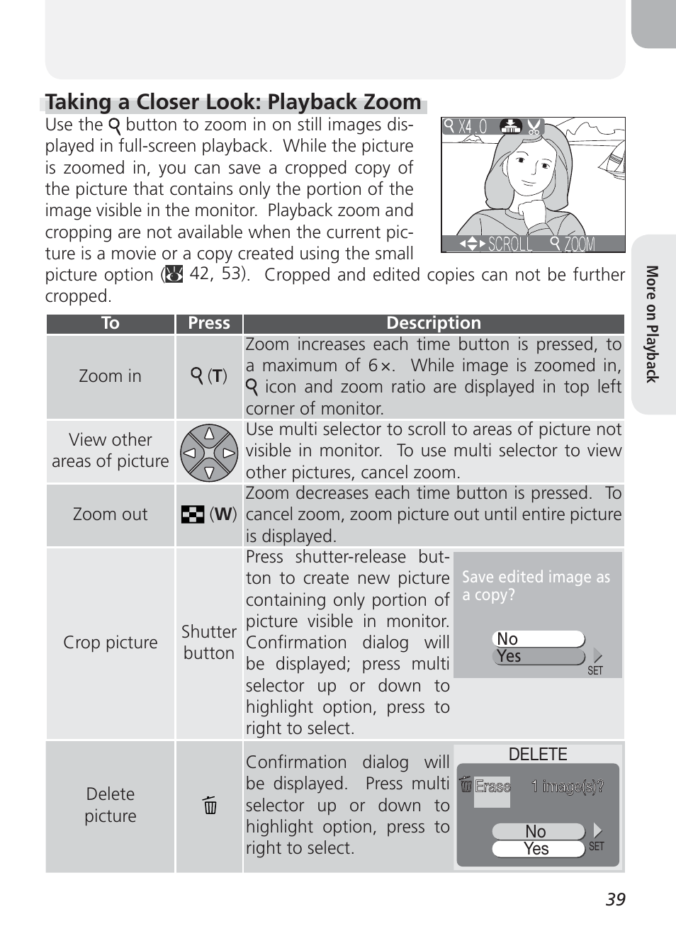 Taking a closer look: playback zoom | Nikon 2100 User Manual | Page 49 / 104