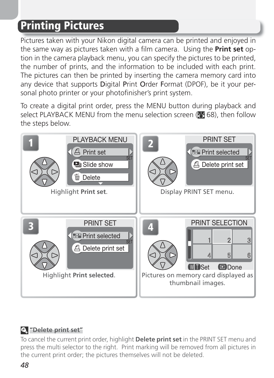 Printing pictures | Nikon 2100 User Manual | Page 58 / 104