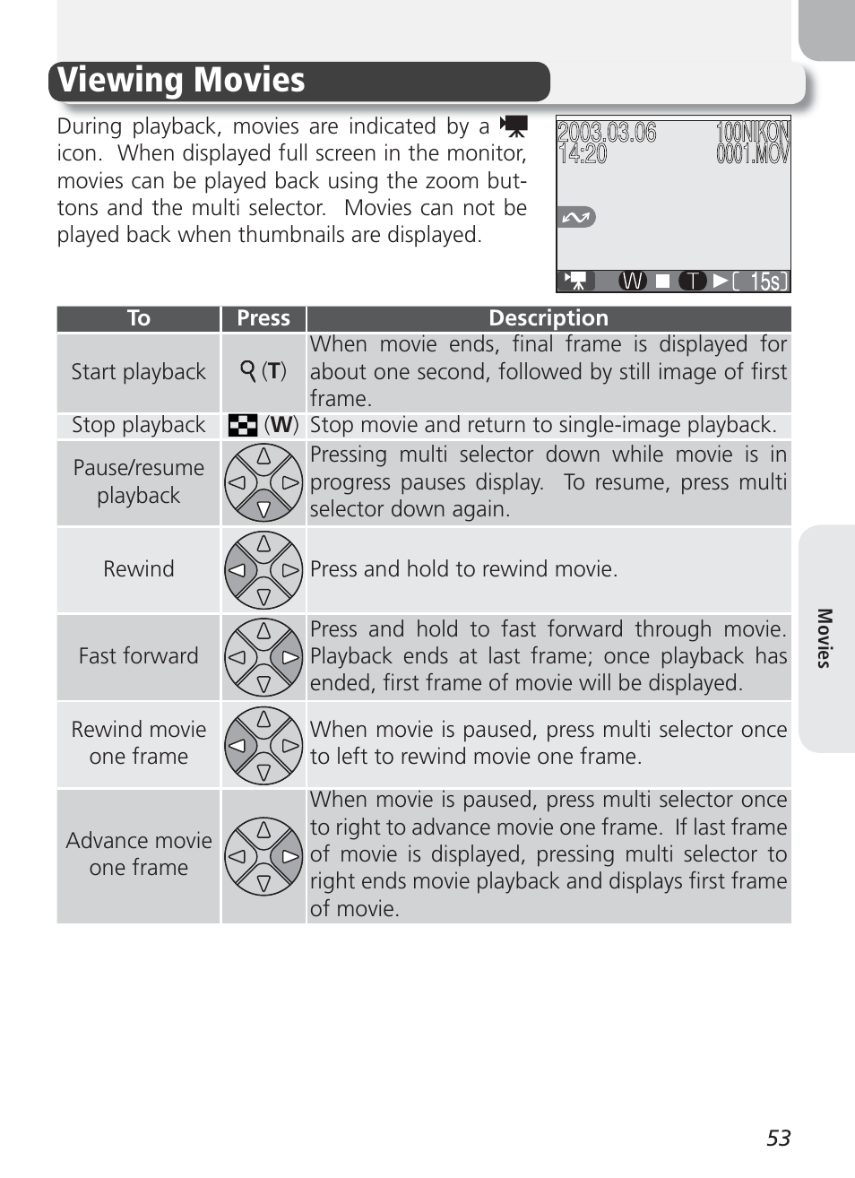 Viewing movies | Nikon 2100 User Manual | Page 63 / 104