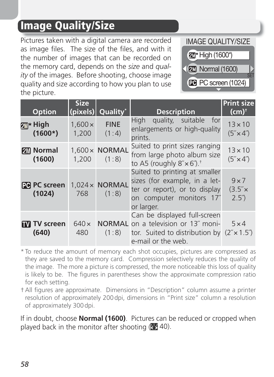 Image quality/size | Nikon 2100 User Manual | Page 68 / 104