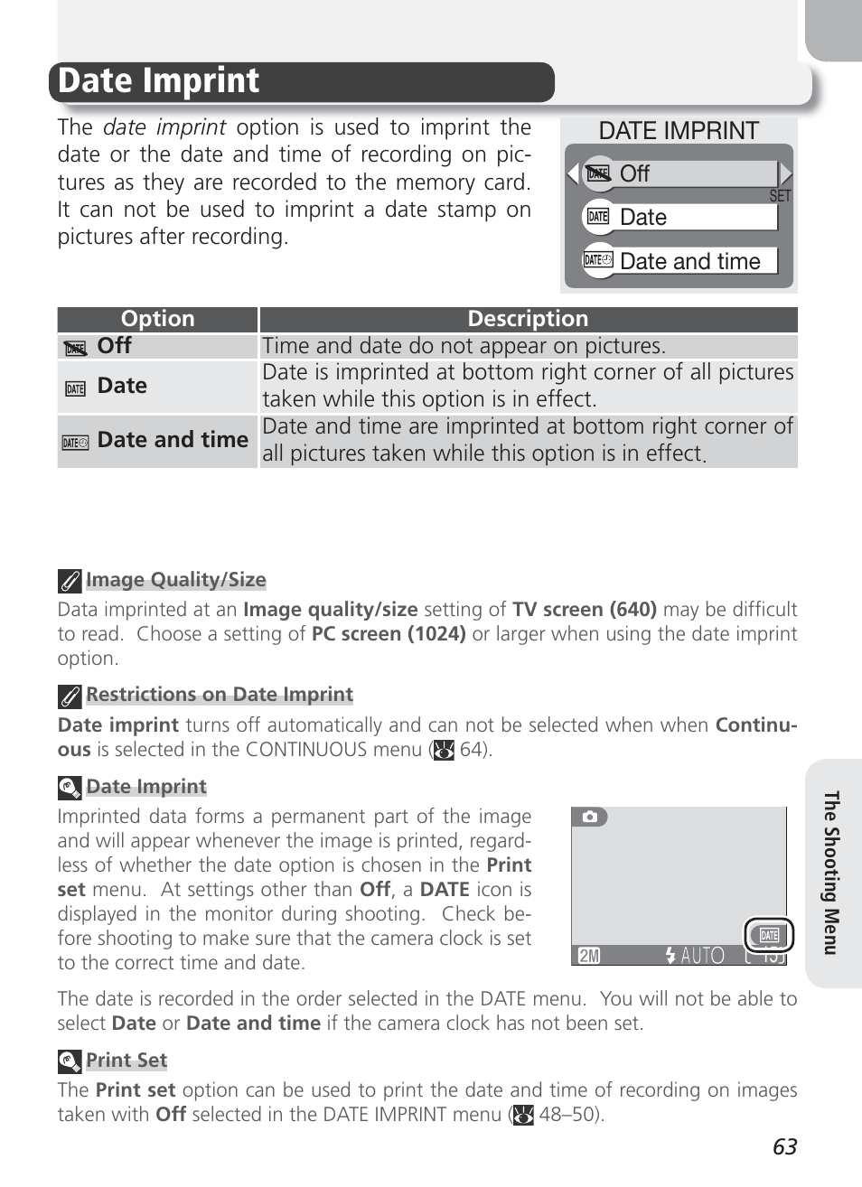 Date imprint | Nikon 2100 User Manual | Page 73 / 104