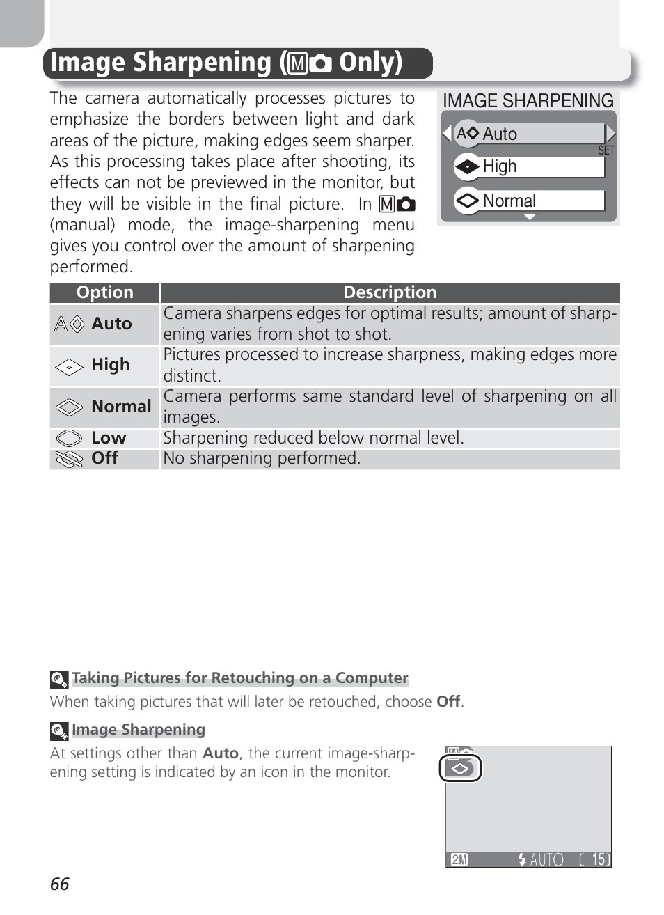 Image sharpening, Image sharpening ( only) | Nikon 2100 User Manual | Page 76 / 104