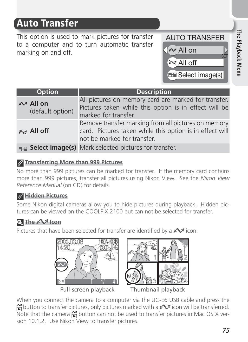 Auto transfer | Nikon 2100 User Manual | Page 85 / 104