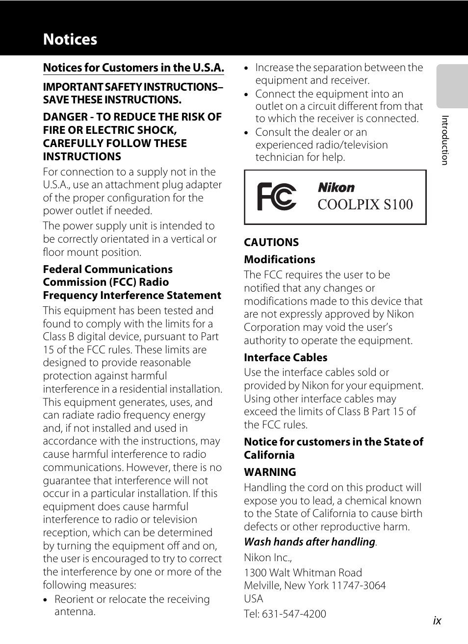 Notices | Nikon S100 User Manual | Page 11 / 236