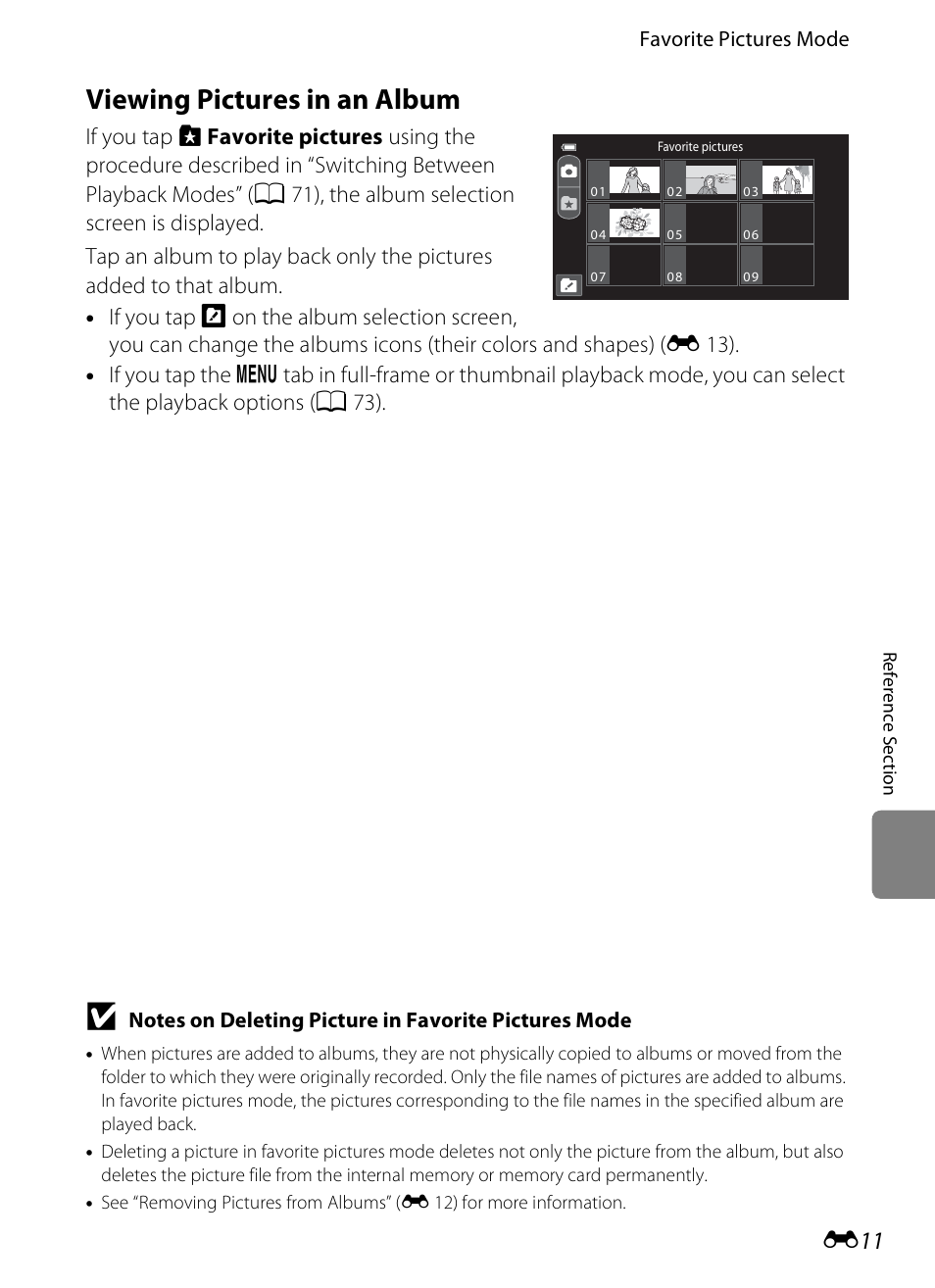 Viewing pictures in an album | Nikon S100 User Manual | Page 119 / 236