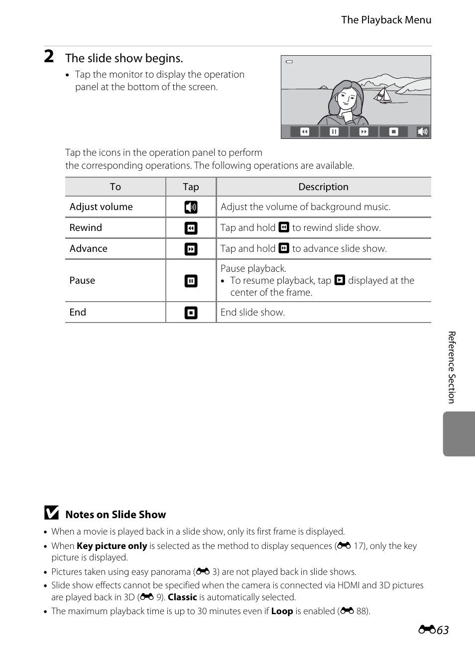 The slide show begins | Nikon S100 User Manual | Page 171 / 236