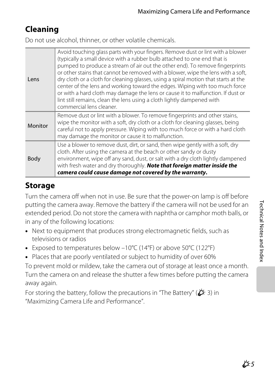 Cleaning, Storage | Nikon S100 User Manual | Page 217 / 236