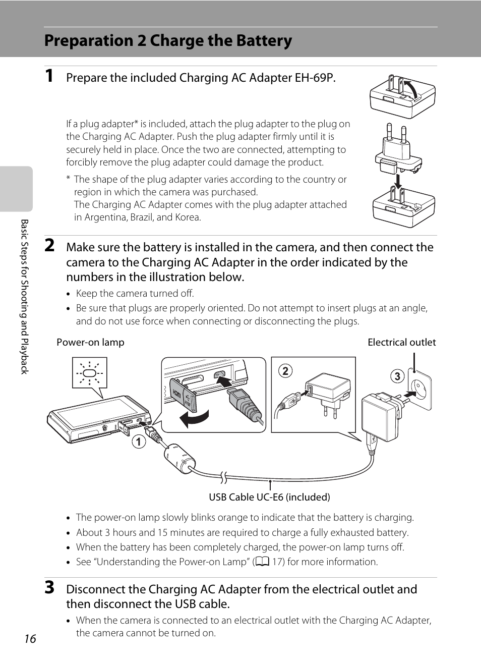 Preparation 2 charge the battery | Nikon S100 User Manual | Page 34 / 236