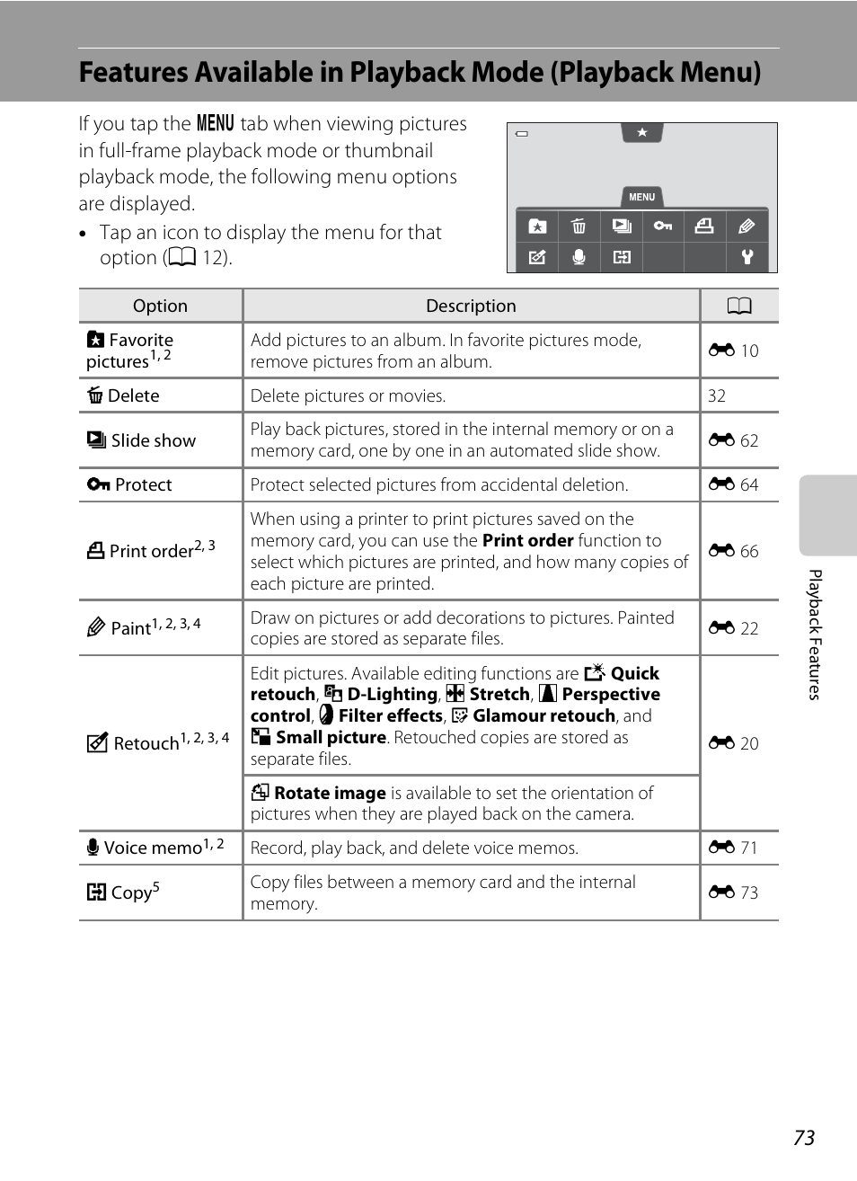 A 73, A 73) | Nikon S100 User Manual | Page 91 / 236