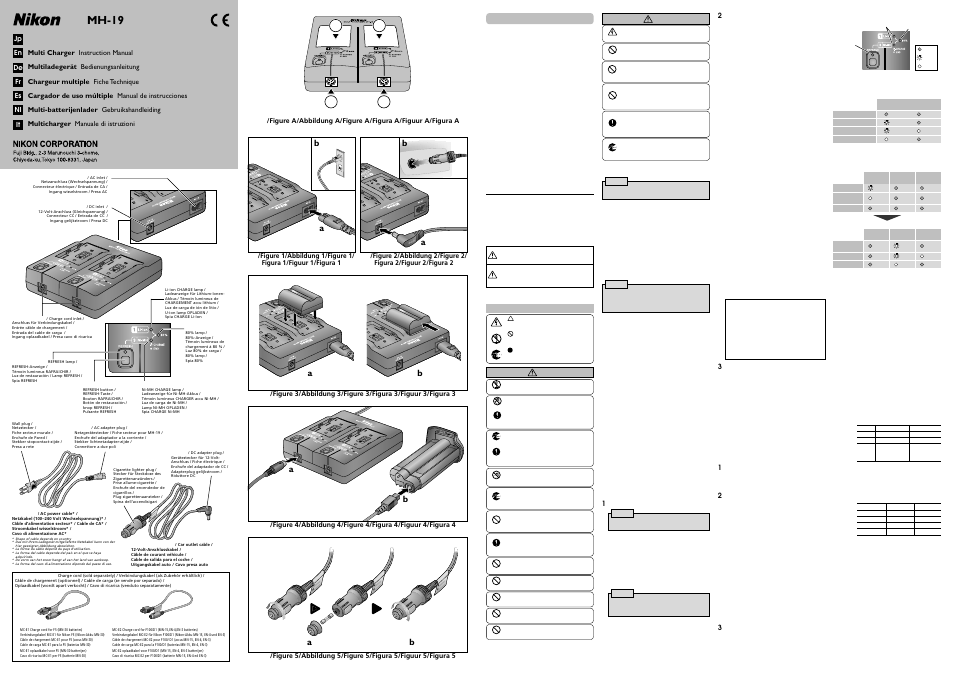 Nikon MH-19 Multi Charger EN-EL3 EN-EL3a EN-EL3e User Manual | 4 pages