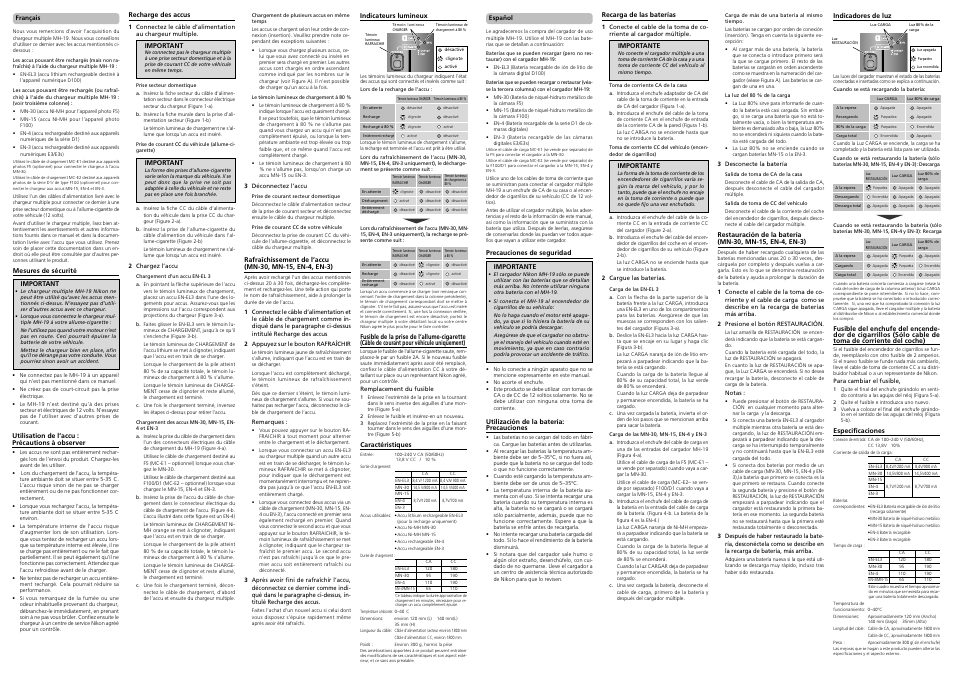 Nikon MH-19 Multi Charger EN-EL3 EN-EL3a EN-EL3e User Manual | Page 3 / 4