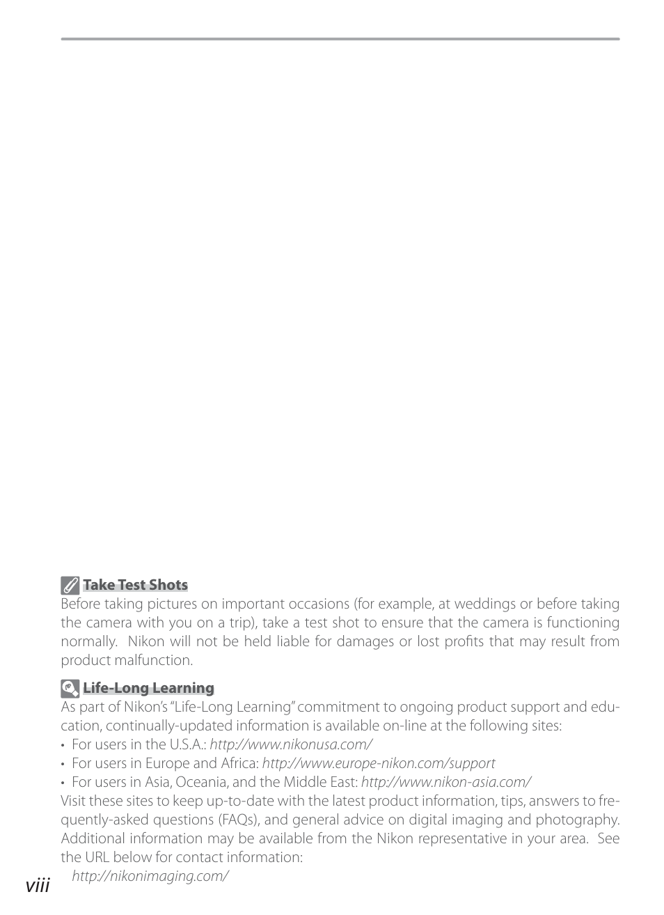 Viii | Nikon D200 User Manual | Page 10 / 221