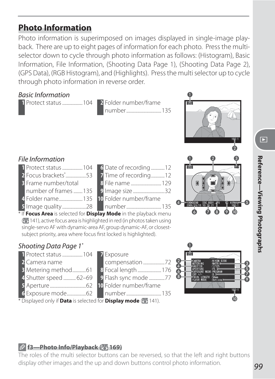 Photo information, File information, Shooting data page 1 | Nikon D200 User Manual | Page 109 / 221