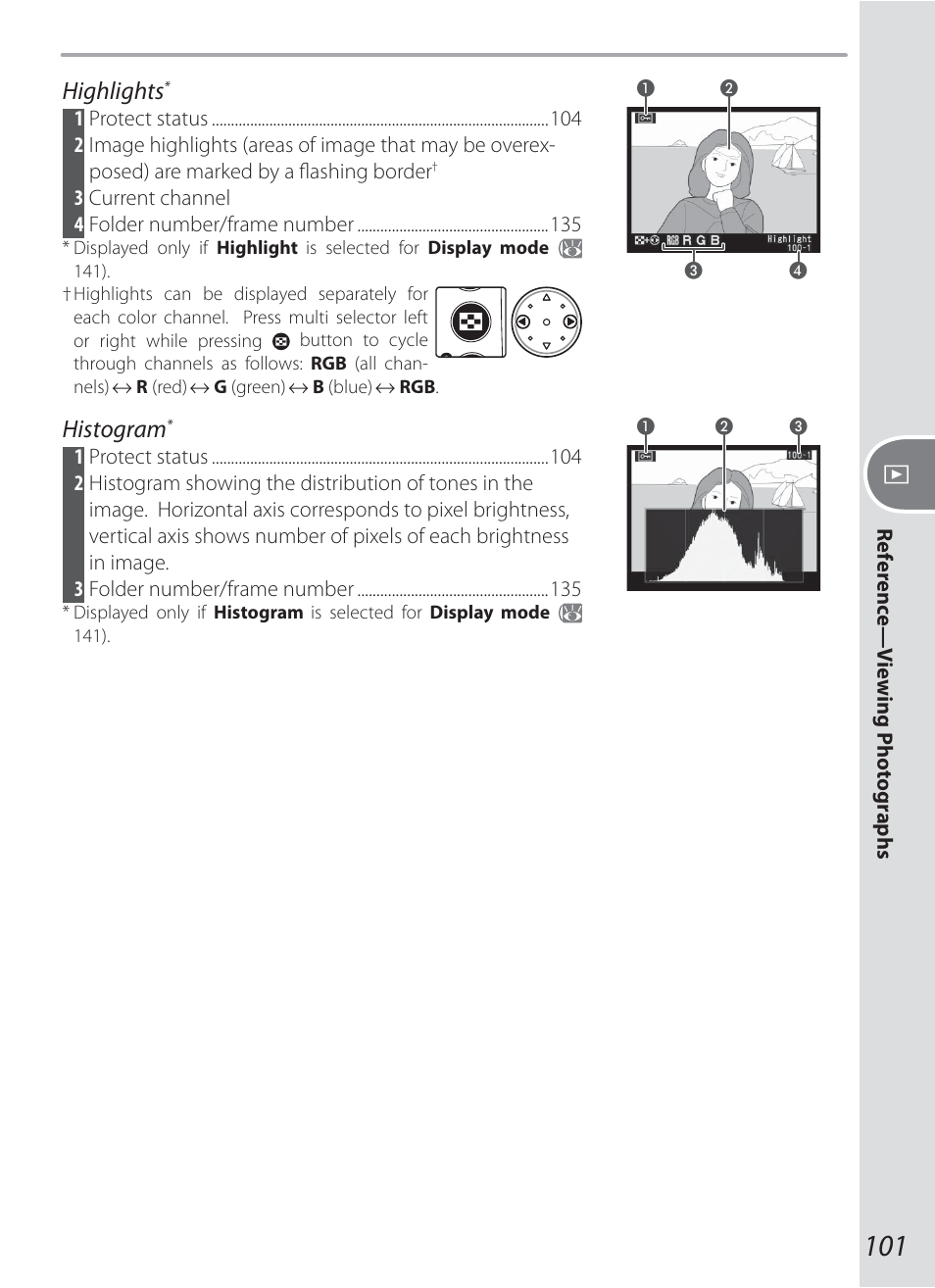 Highlights, Histogram | Nikon D200 User Manual | Page 111 / 221