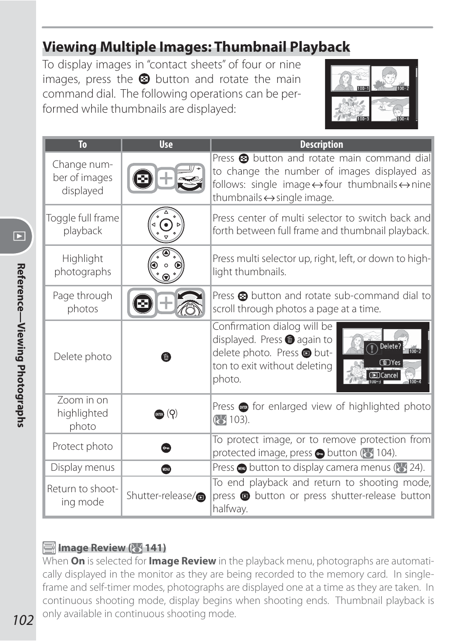 Viewing multiple images: thumbnail playback | Nikon D200 User Manual | Page 112 / 221