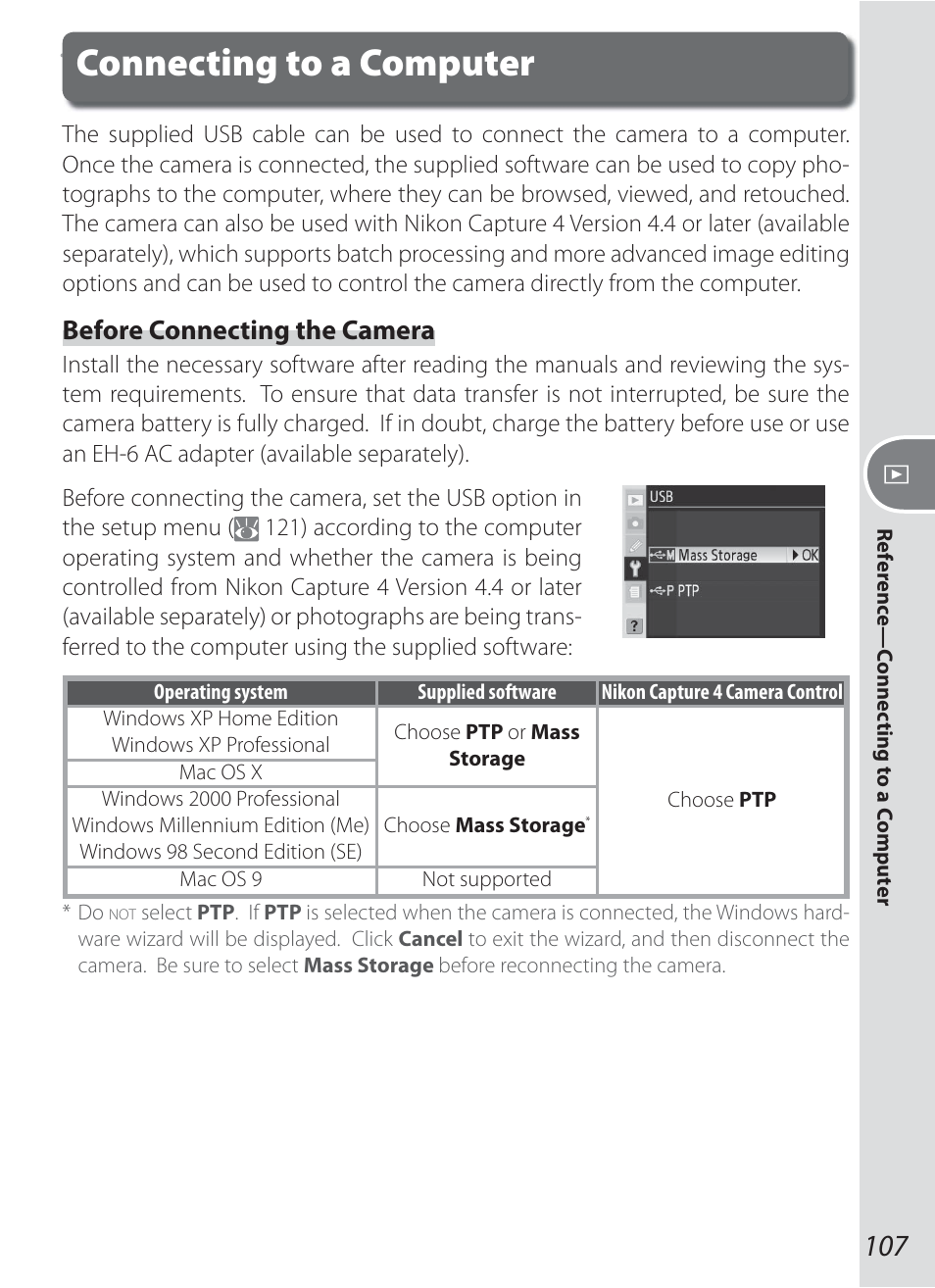 Connecting to a computer, Before connecting the camera | Nikon D200 User Manual | Page 117 / 221