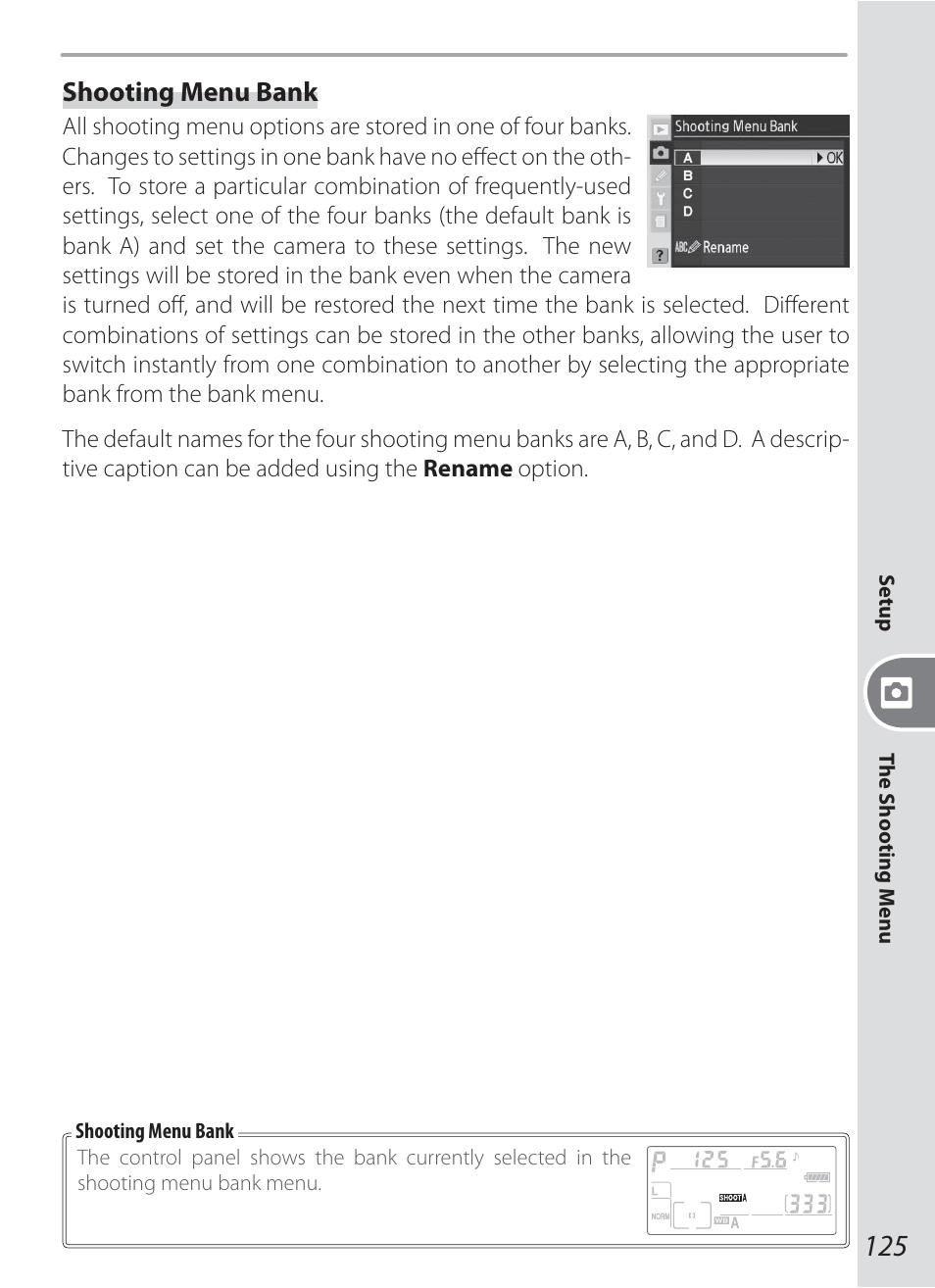 Shooting menu bank | Nikon D200 User Manual | Page 135 / 221