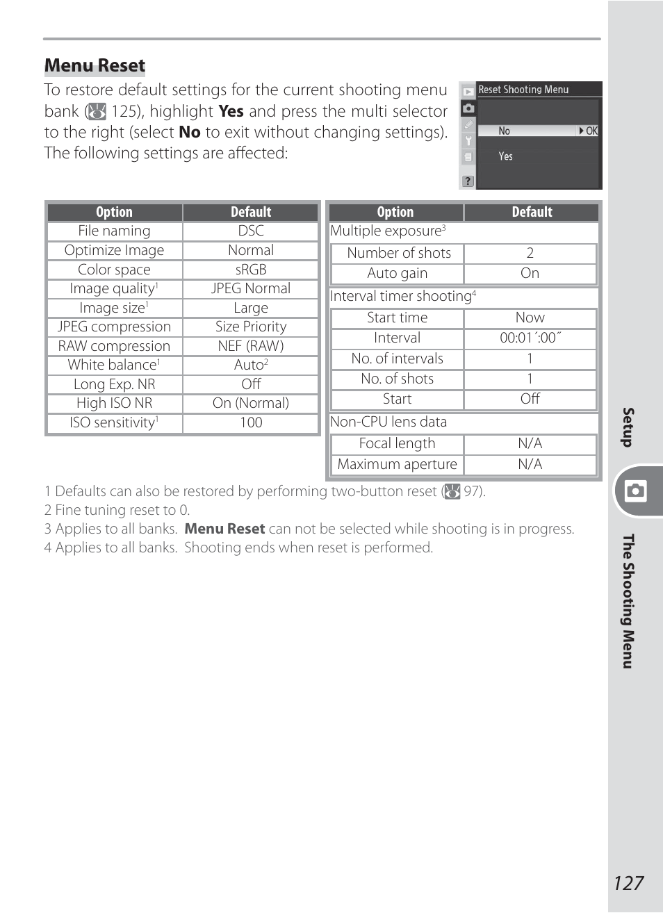 Menu reset | Nikon D200 User Manual | Page 137 / 221