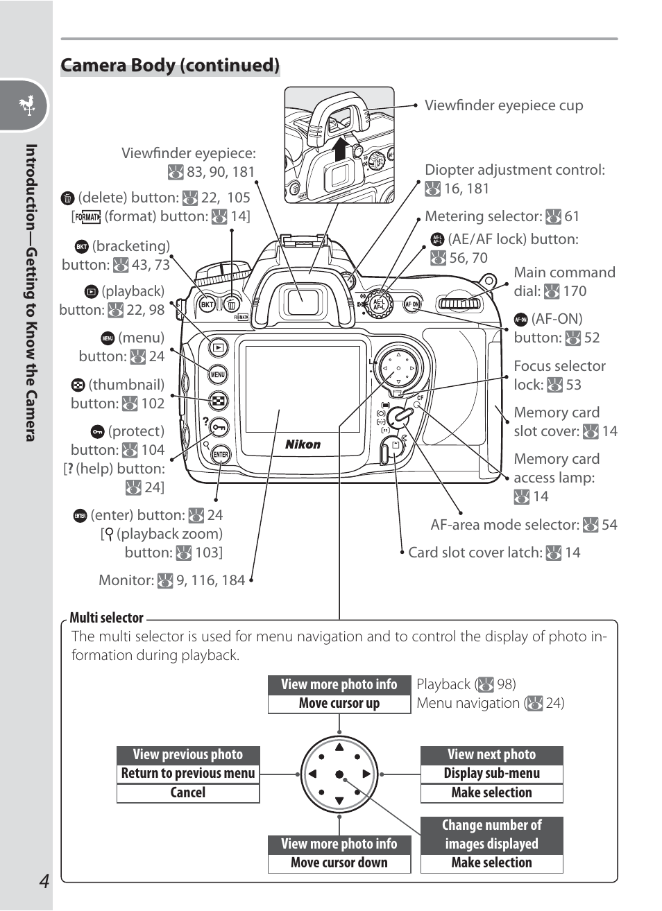 Camera body (continued) | Nikon D200 User Manual | Page 14 / 221