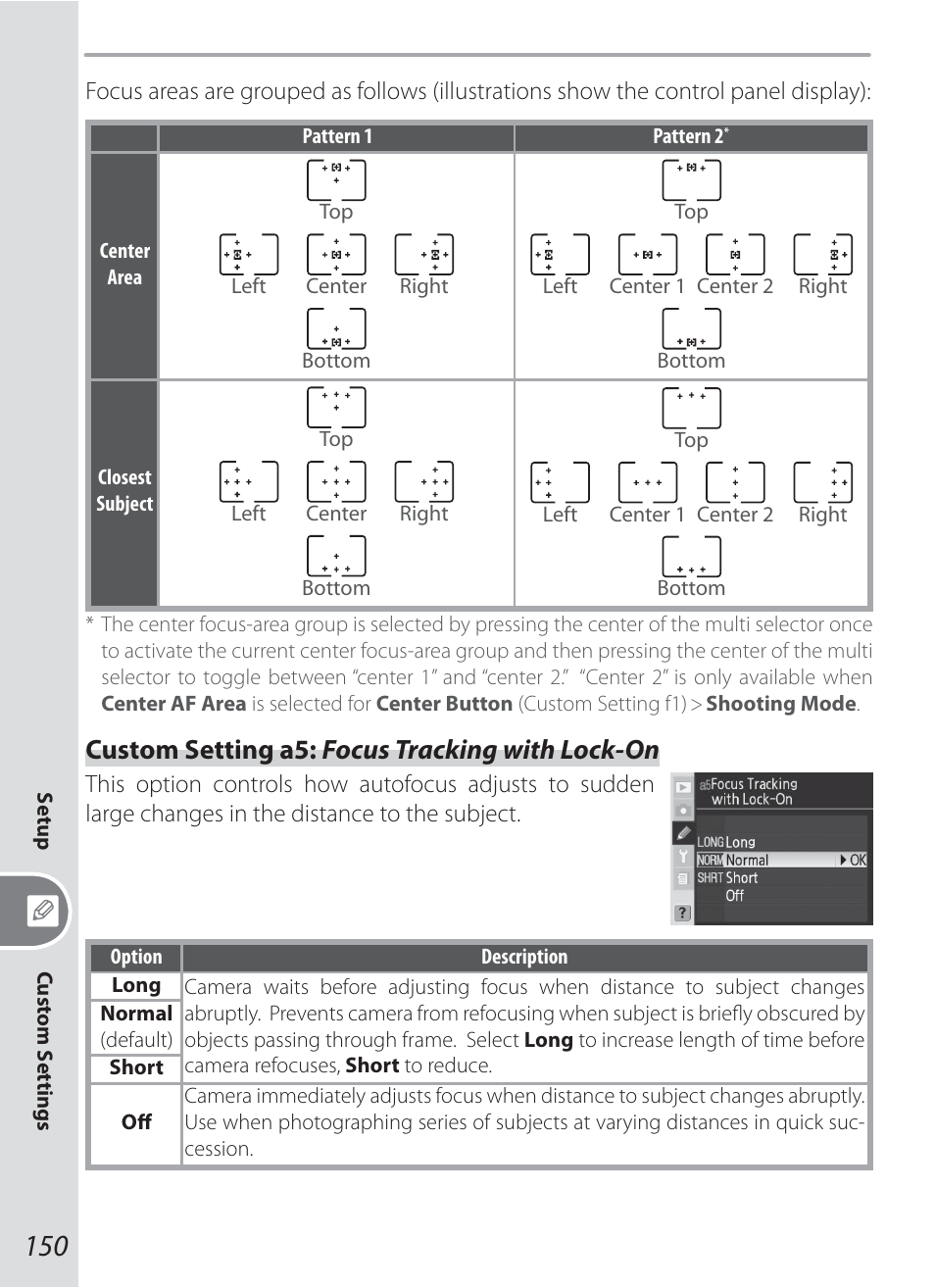 Custom setting a5: focus tracking with lock-on | Nikon D200 User Manual | Page 160 / 221