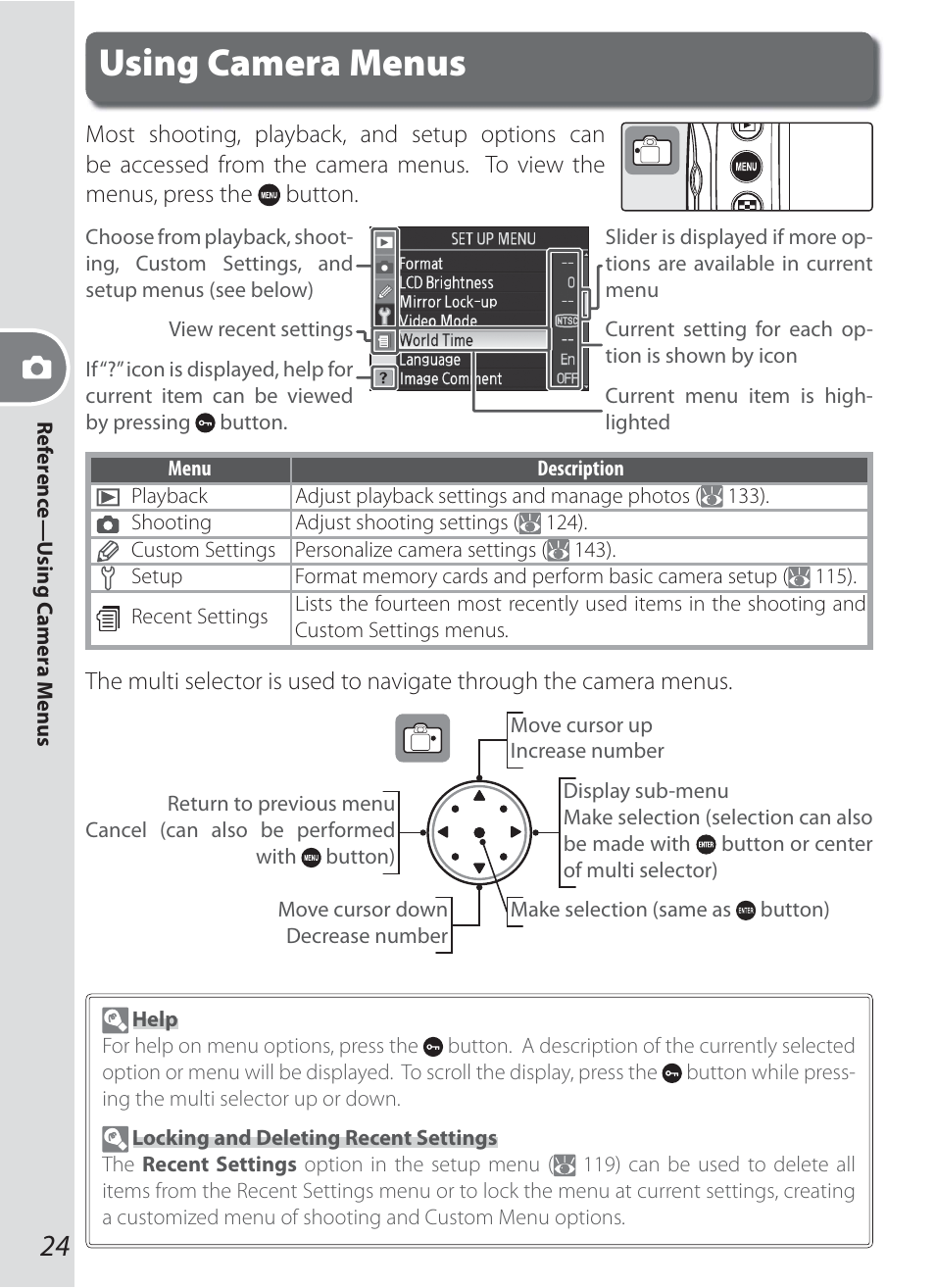 Using camera menus | Nikon D200 User Manual | Page 34 / 221