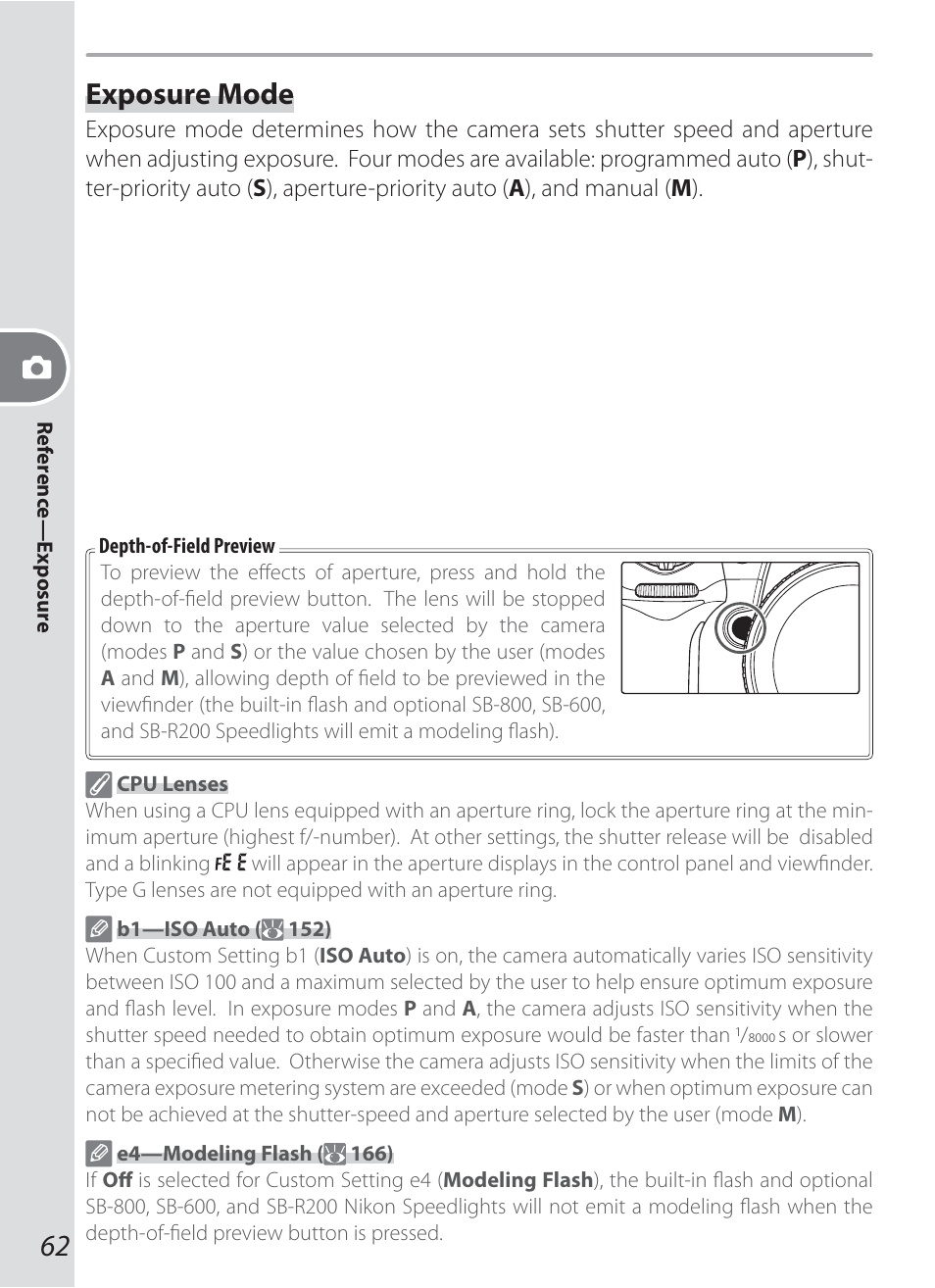 Exposure mode | Nikon D200 User Manual | Page 72 / 221