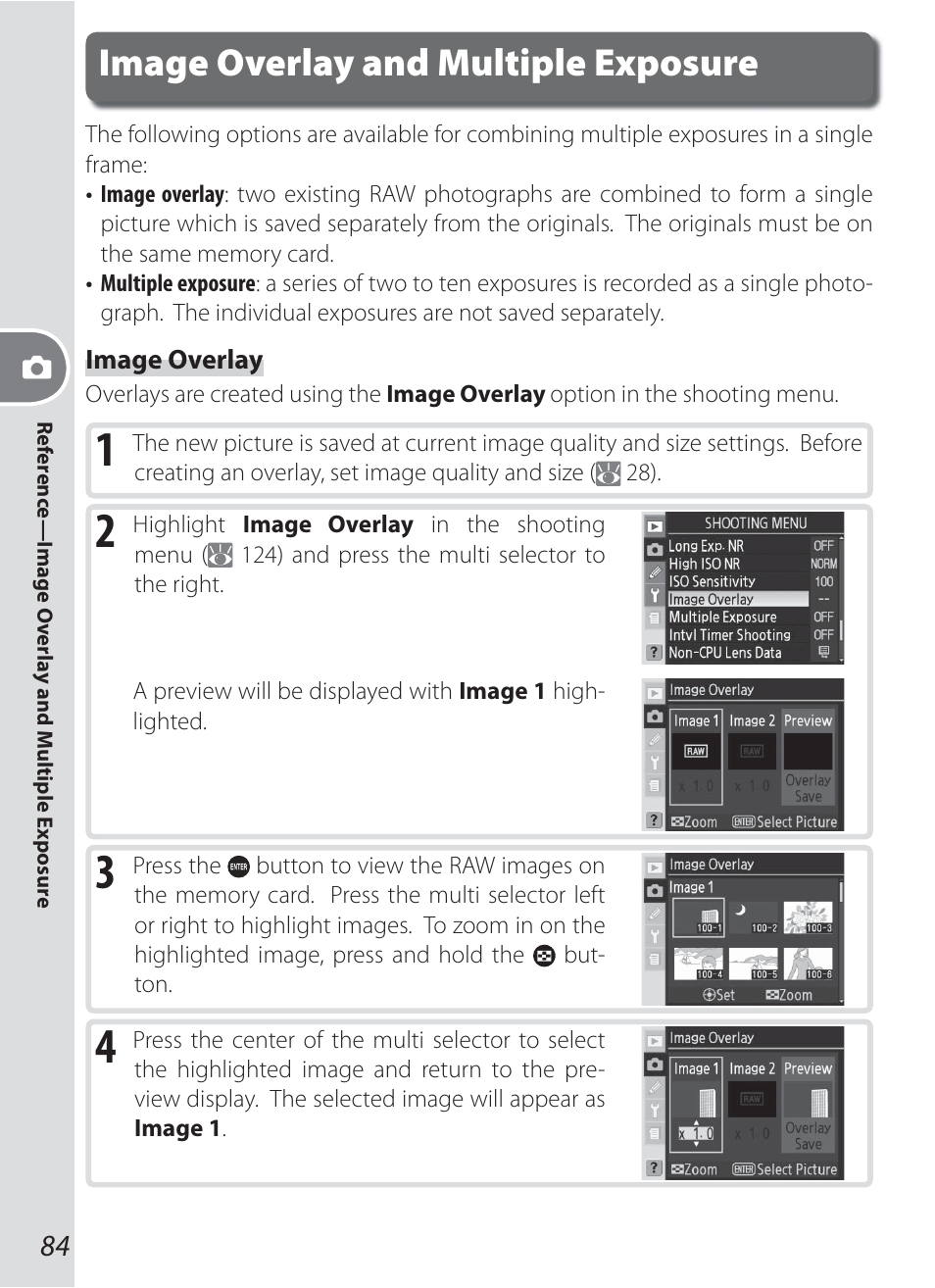 Image overlay and multiple exposure | Nikon D200 User Manual | Page 94 / 221