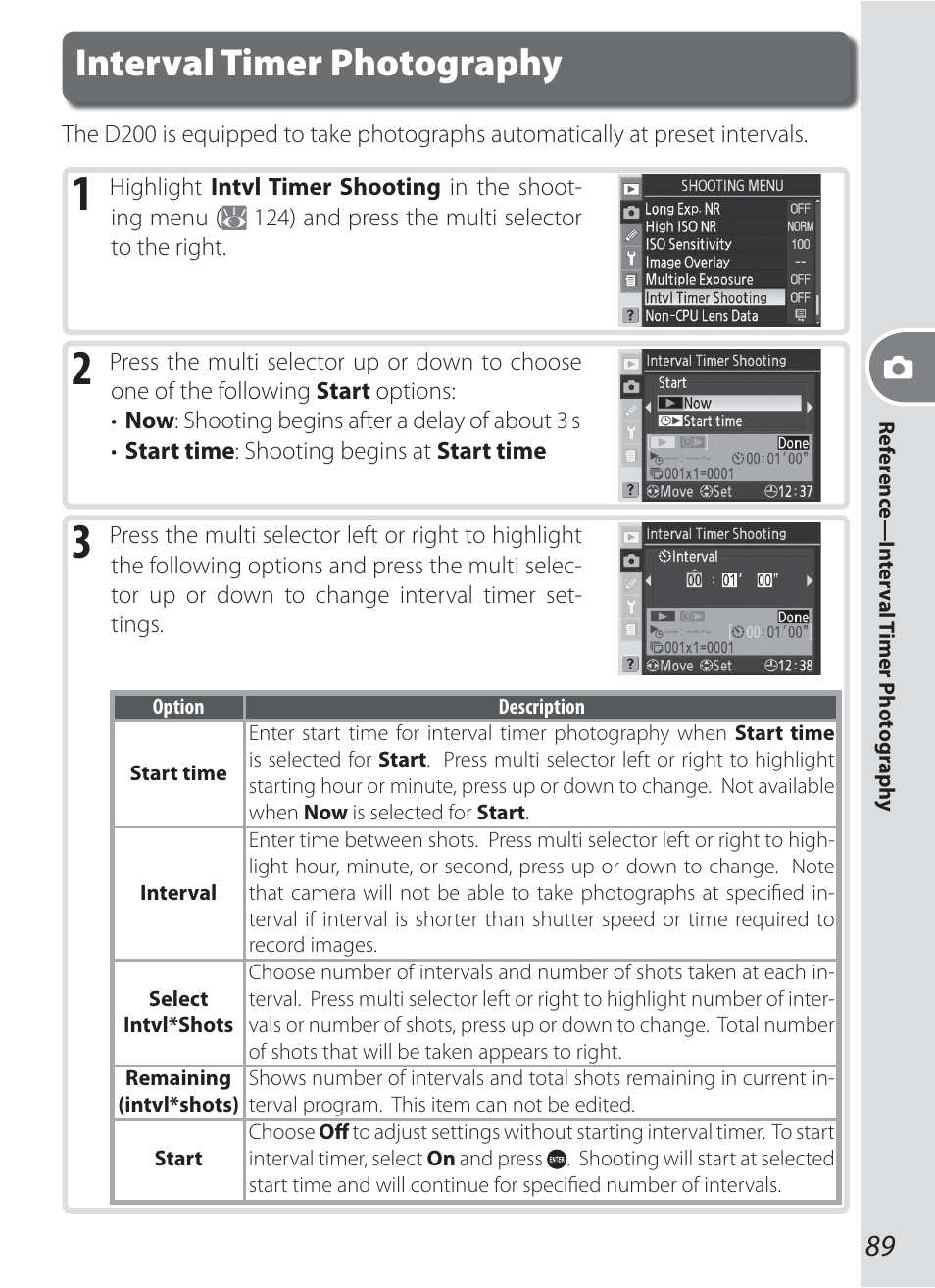 Interval timer photography | Nikon D200 User Manual | Page 99 / 221