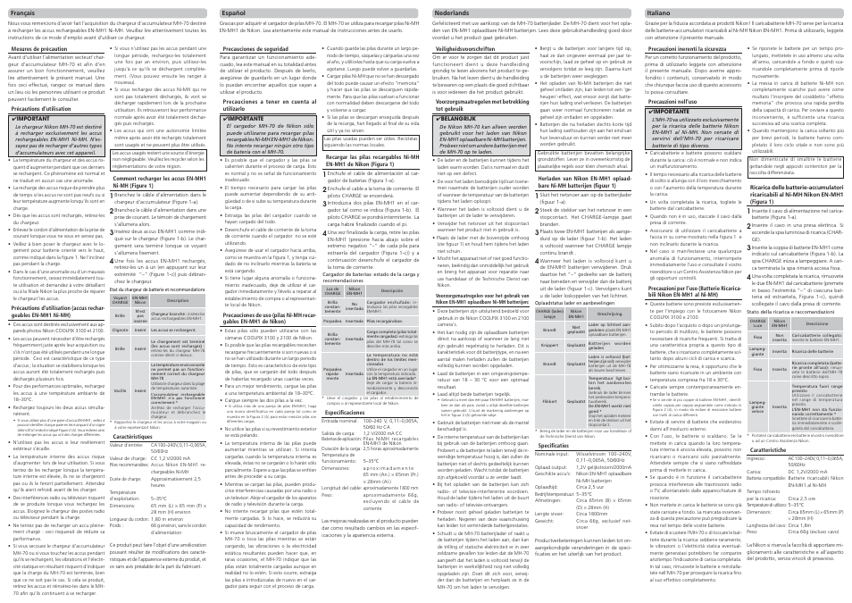 Nikon MH-70 AC Battery Charger User Manual | Page 2 / 2