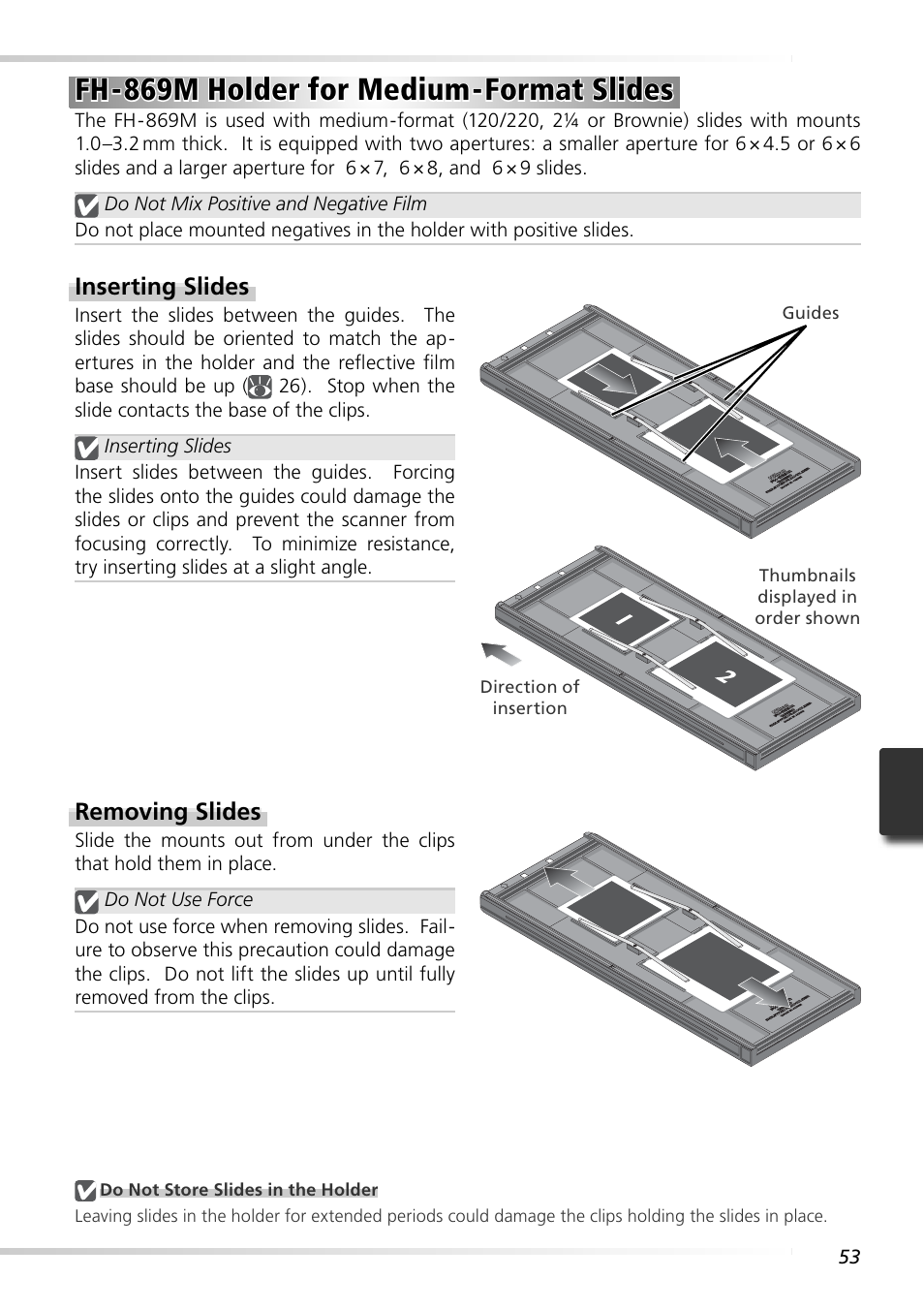 Fh-869m holder for medium-format slides | Nikon LS-9000 User Manual | Page 62 / 89