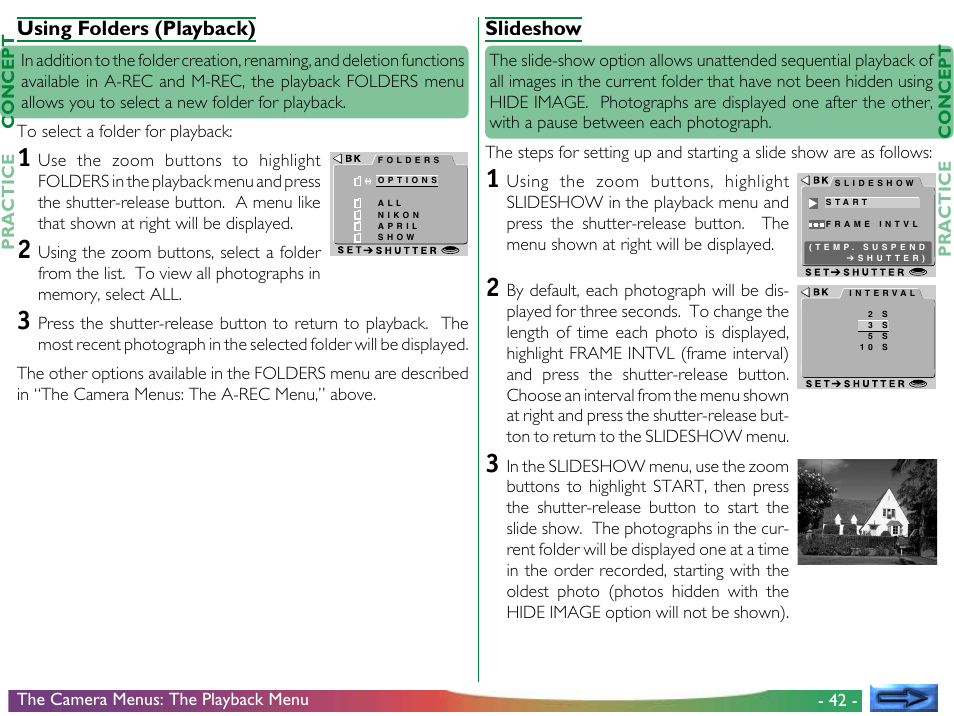Using folders (playback), Slideshow, Using folders (playback) slideshow | Nikon 950 User Manual | Page 42 / 57