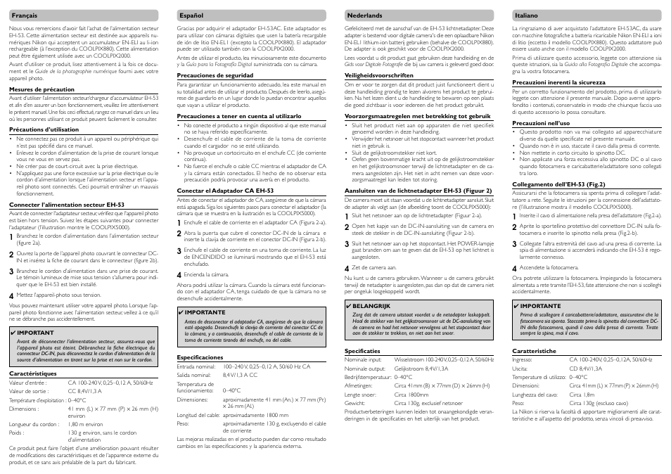 Nikon EH-53 AC Adapter User Manual | Page 2 / 2