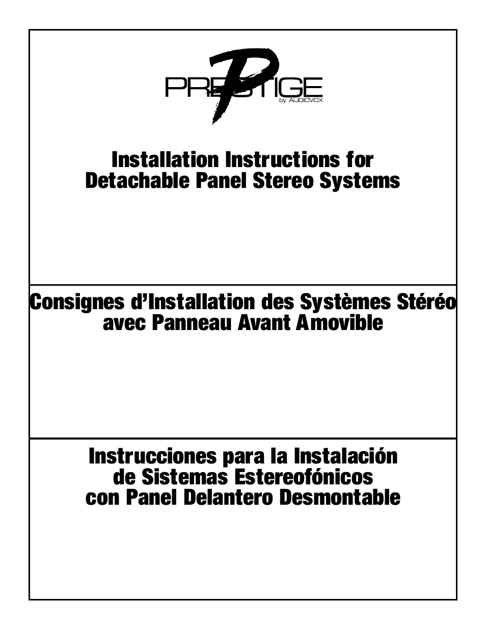 Audiovox Prestige Home Stereo System User Manual | 4 pages