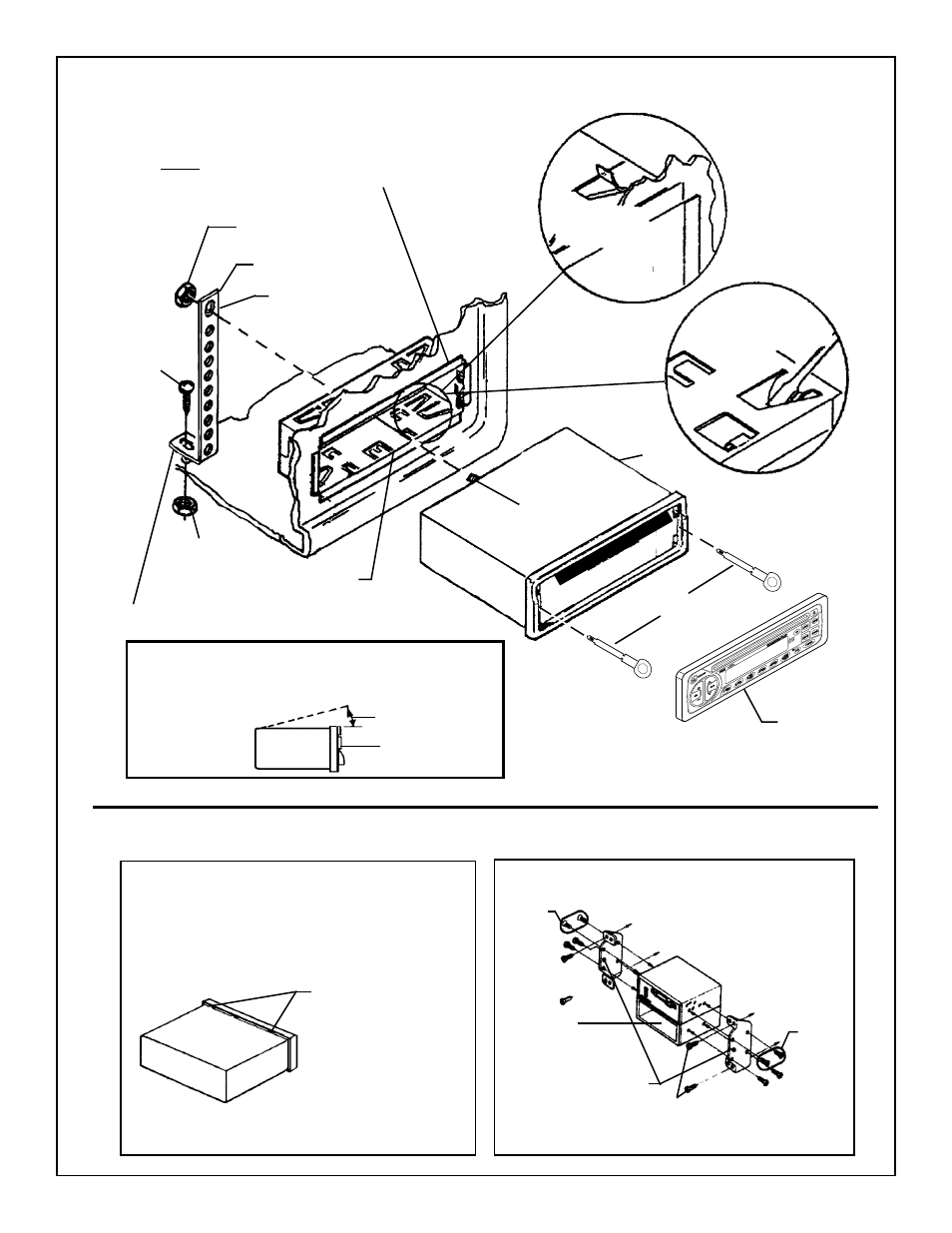 Iso installation, Universal installation using mounting sleeve | Audiovox Prestige Home Stereo System User Manual | Page 3 / 4