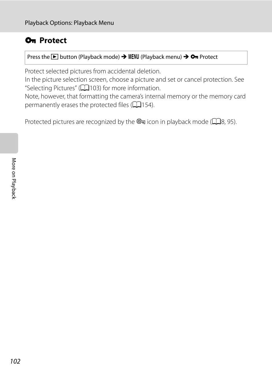 Protect, D protect, A102) | A102) se, A102 | Nikon P300 User Manual | Page 114 / 200