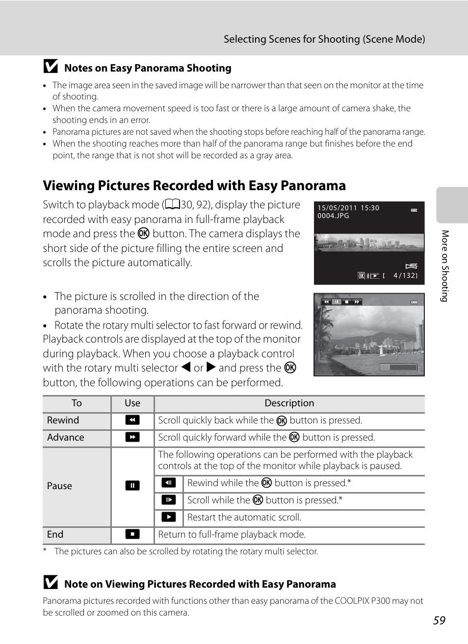 Viewing pictures recorded with easy panorama | Nikon P300 User Manual | Page 71 / 200