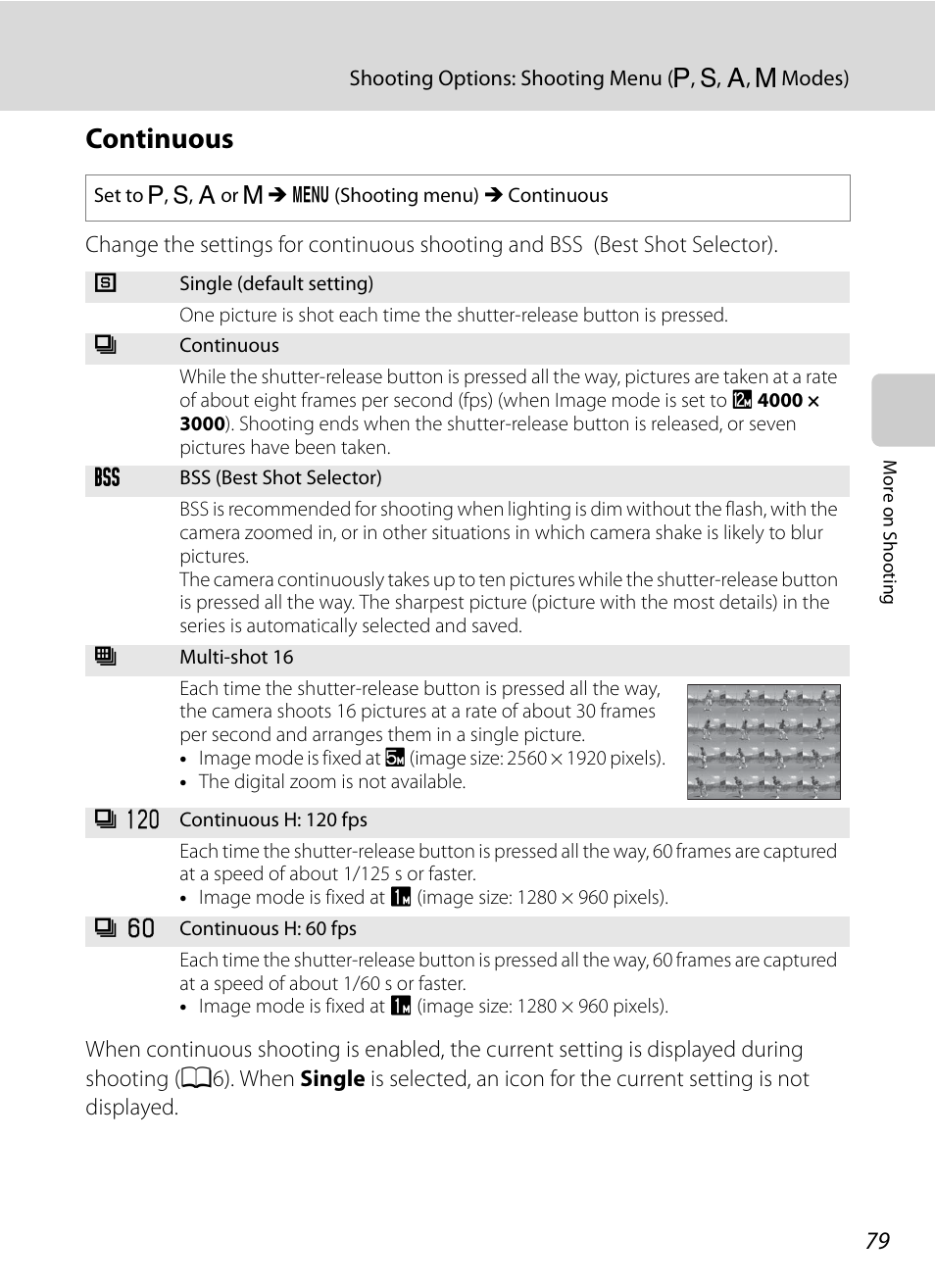Continuous, A79) | Nikon P300 User Manual | Page 91 / 200