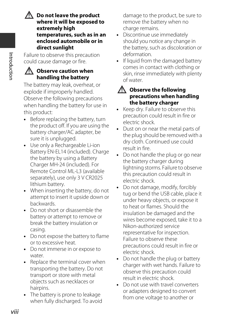 Viii | Nikon P7800 User Manual | Page 10 / 270