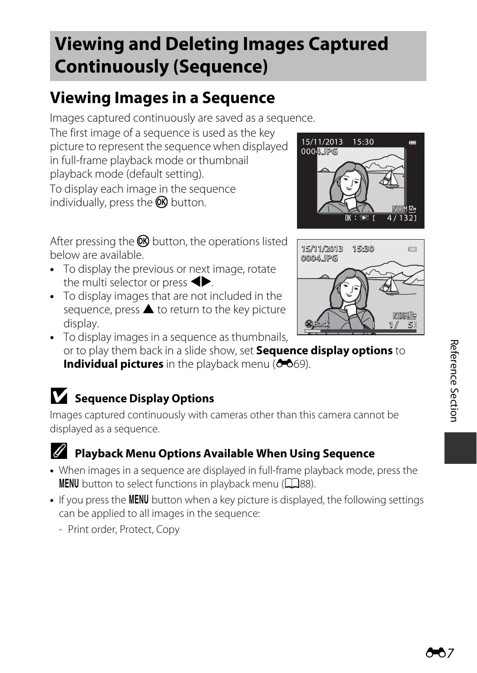 Viewing images in a sequence | Nikon P7800 User Manual | Page 135 / 270