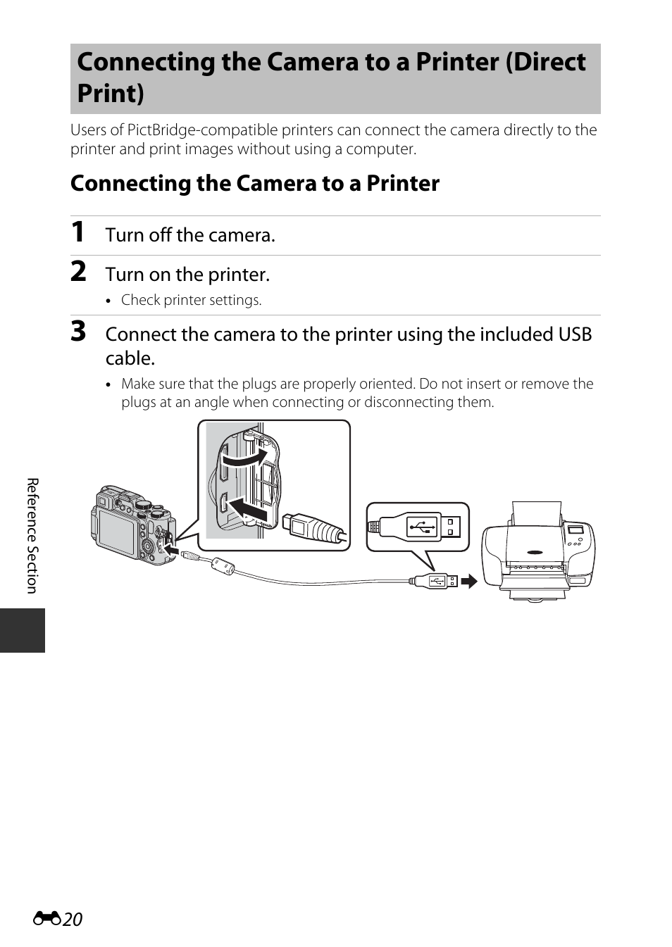 Connecting the camera to a printer (direct print), Connecting the camera to a printer | Nikon P7800 User Manual | Page 148 / 270