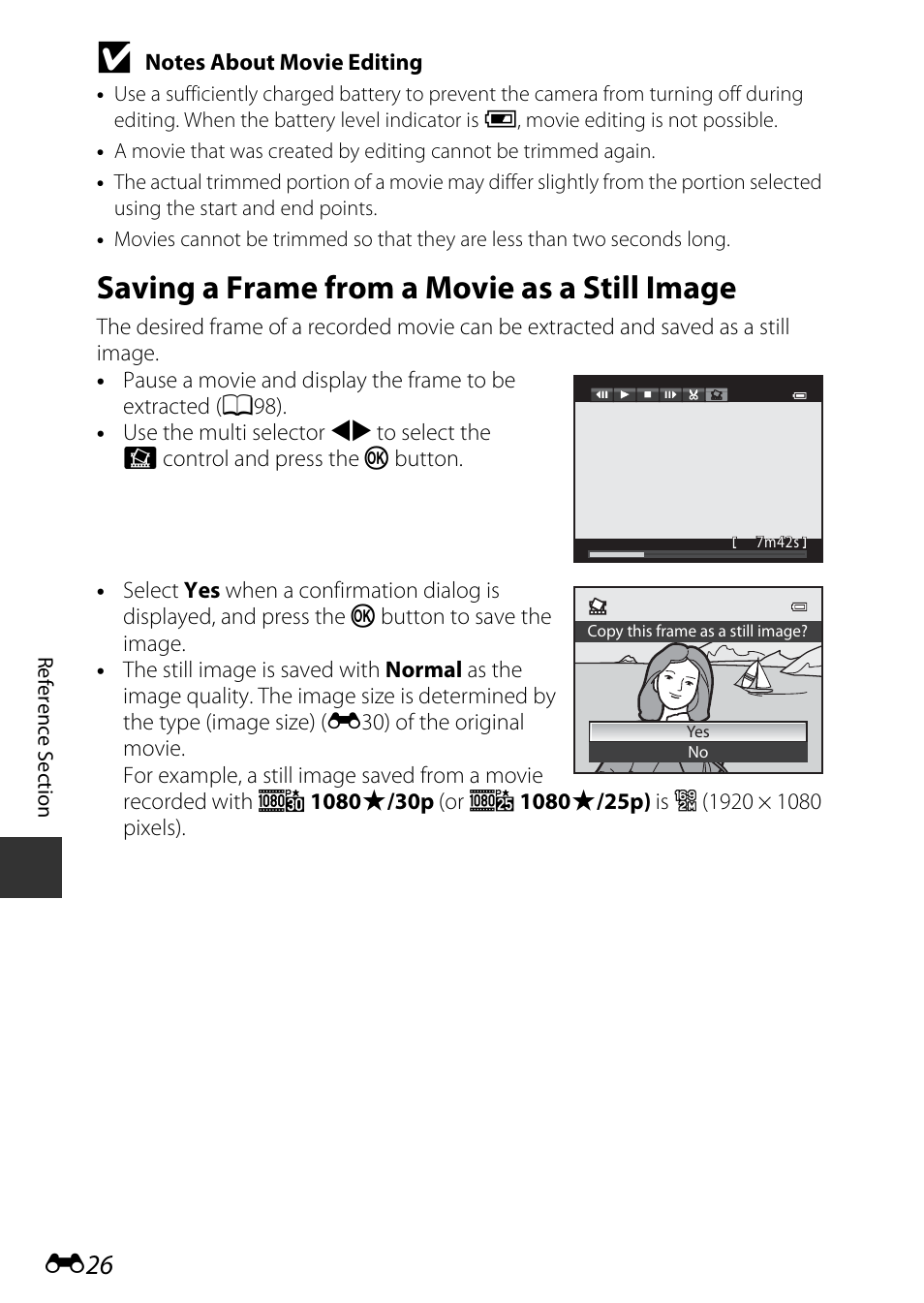 Saving a frame from a movie as a still image | Nikon P7800 User Manual | Page 154 / 270