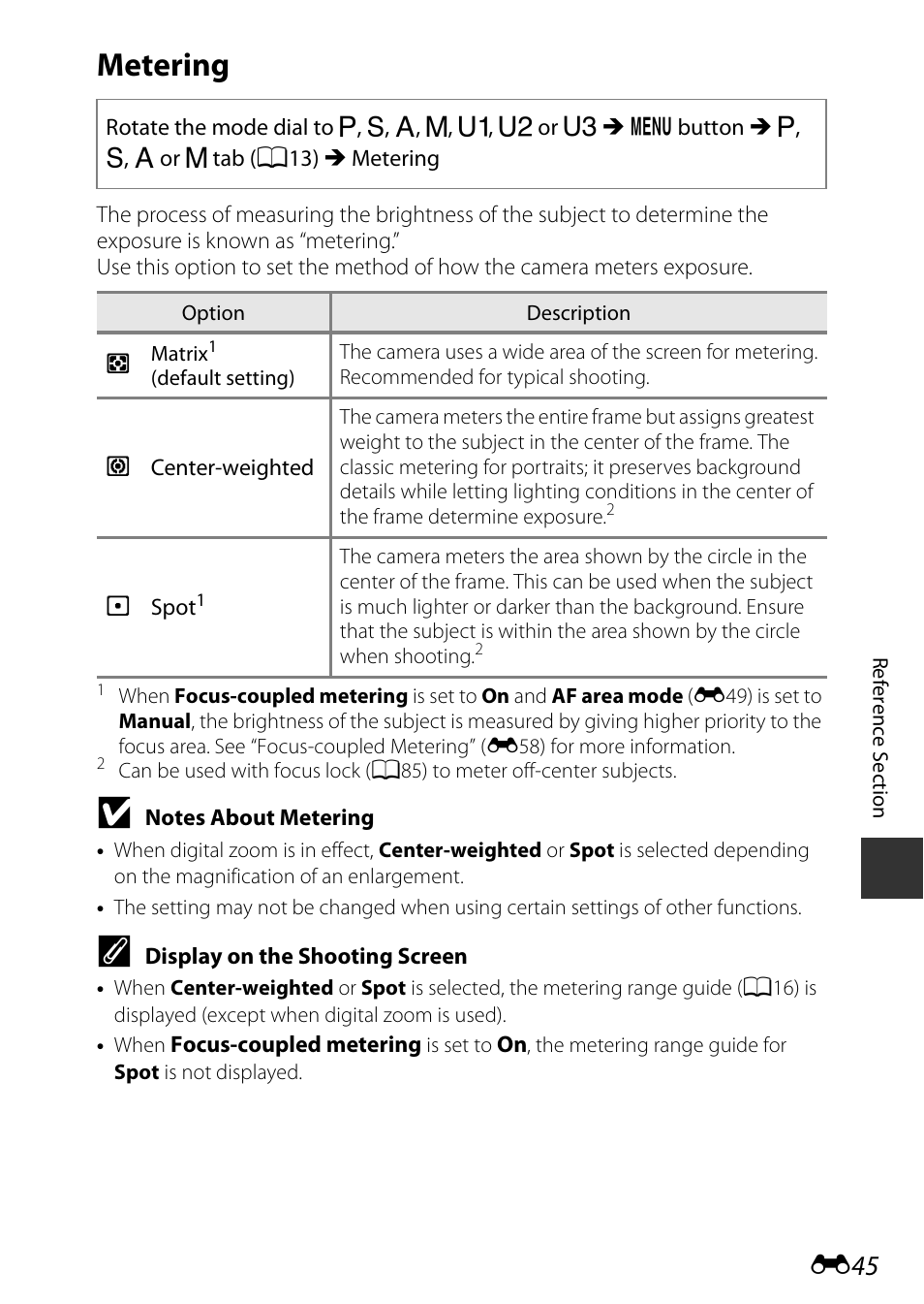 Metering | Nikon P7800 User Manual | Page 173 / 270