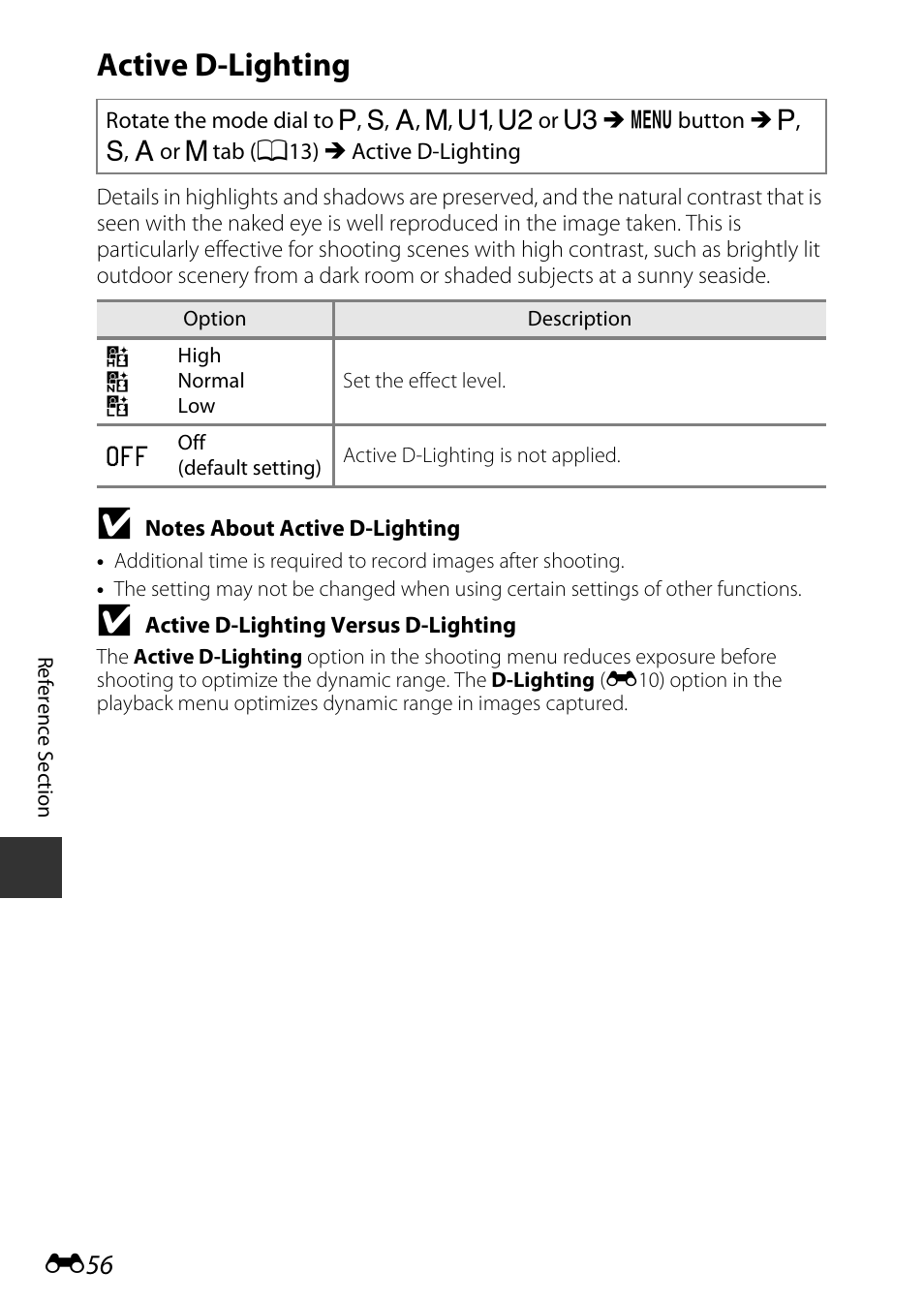 Active d-lighting | Nikon P7800 User Manual | Page 184 / 270