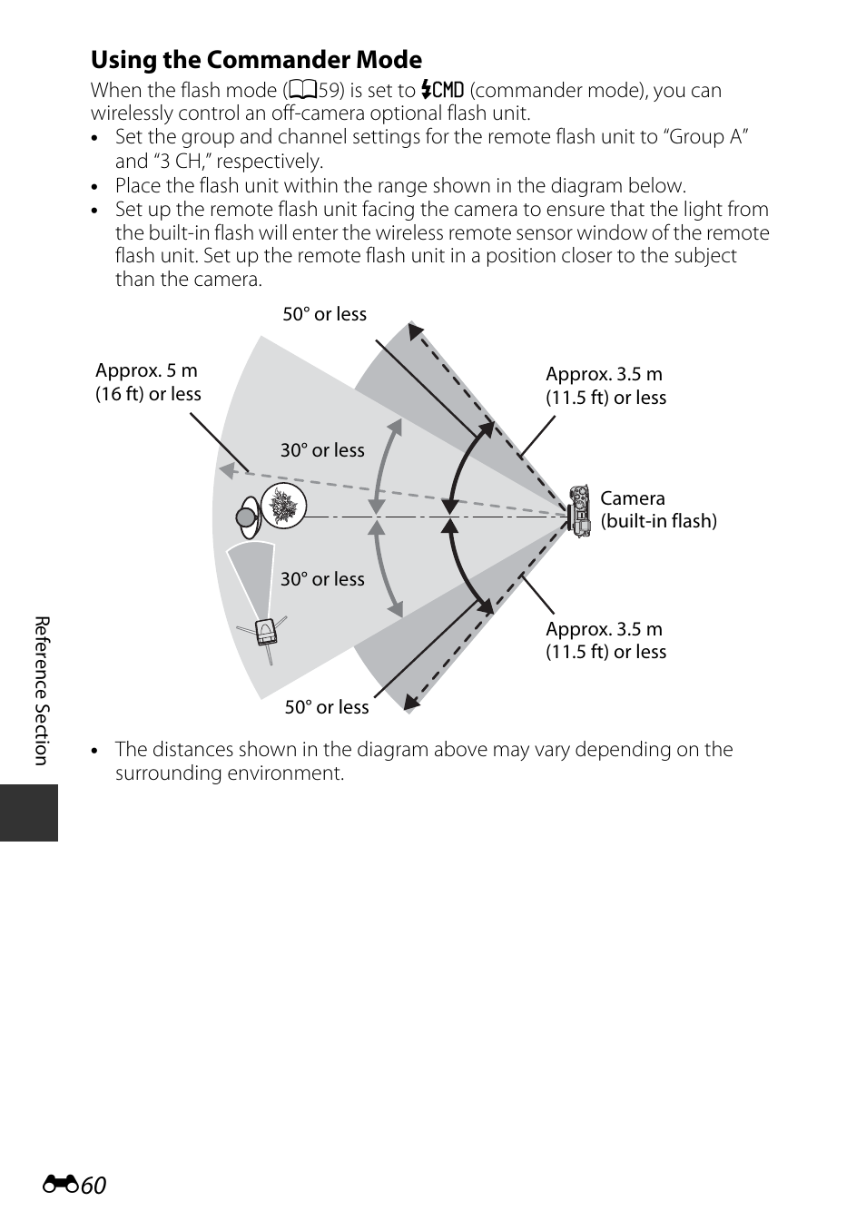 E60), E “using the commander mode, E60 using the commander mode | Nikon P7800 User Manual | Page 188 / 270