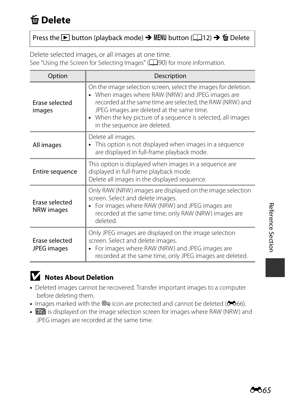 Delete, C delete | Nikon P7800 User Manual | Page 193 / 270