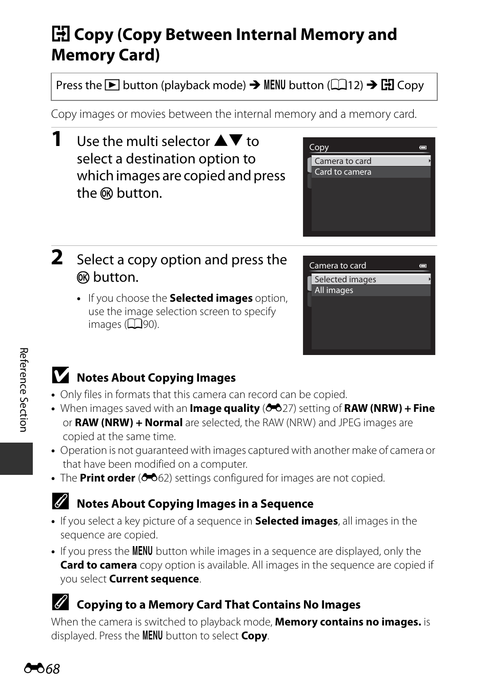 Button, Select a copy option and press the | Nikon P7800 User Manual | Page 196 / 270