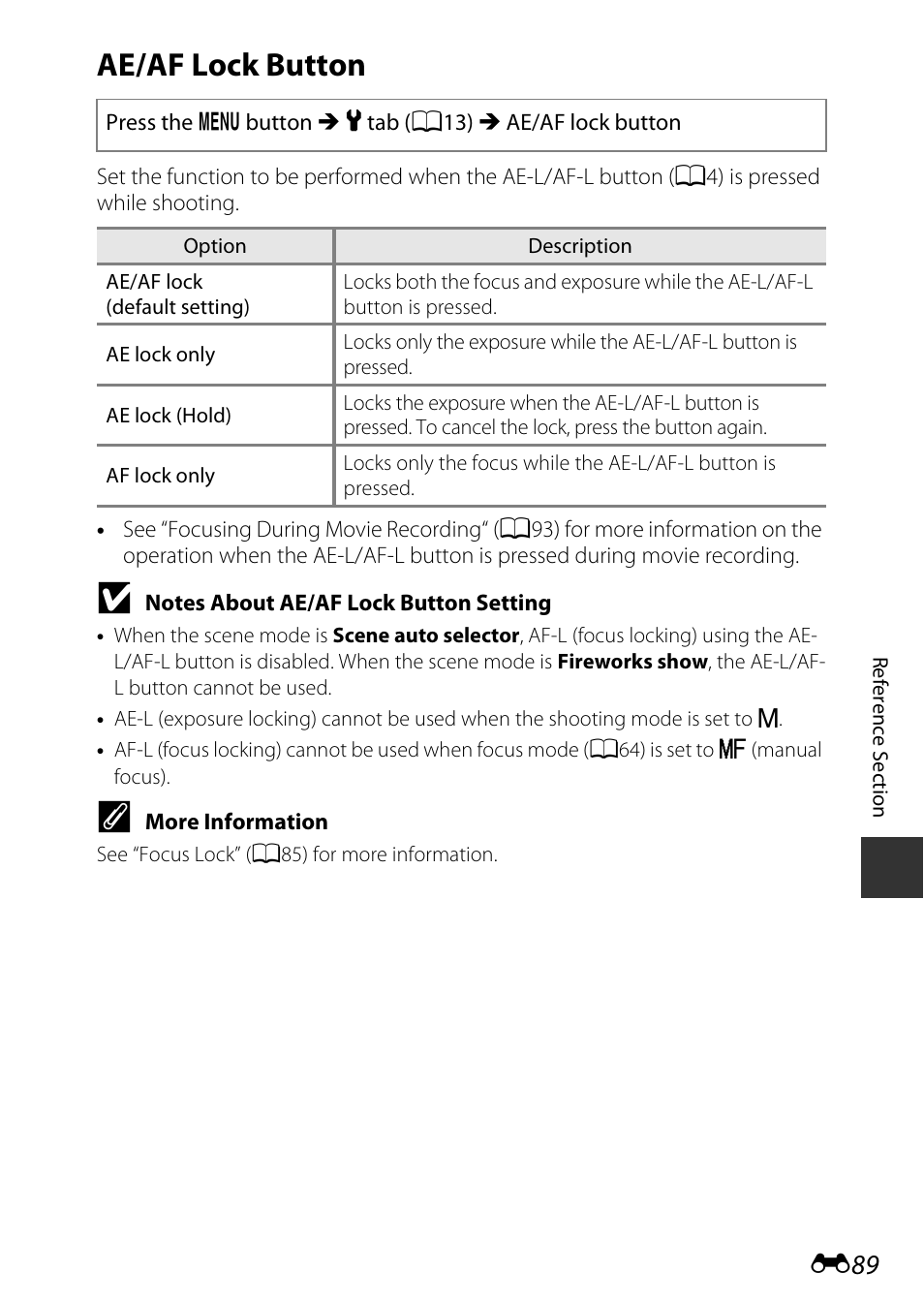 Ae/af lock button | Nikon P7800 User Manual | Page 217 / 270