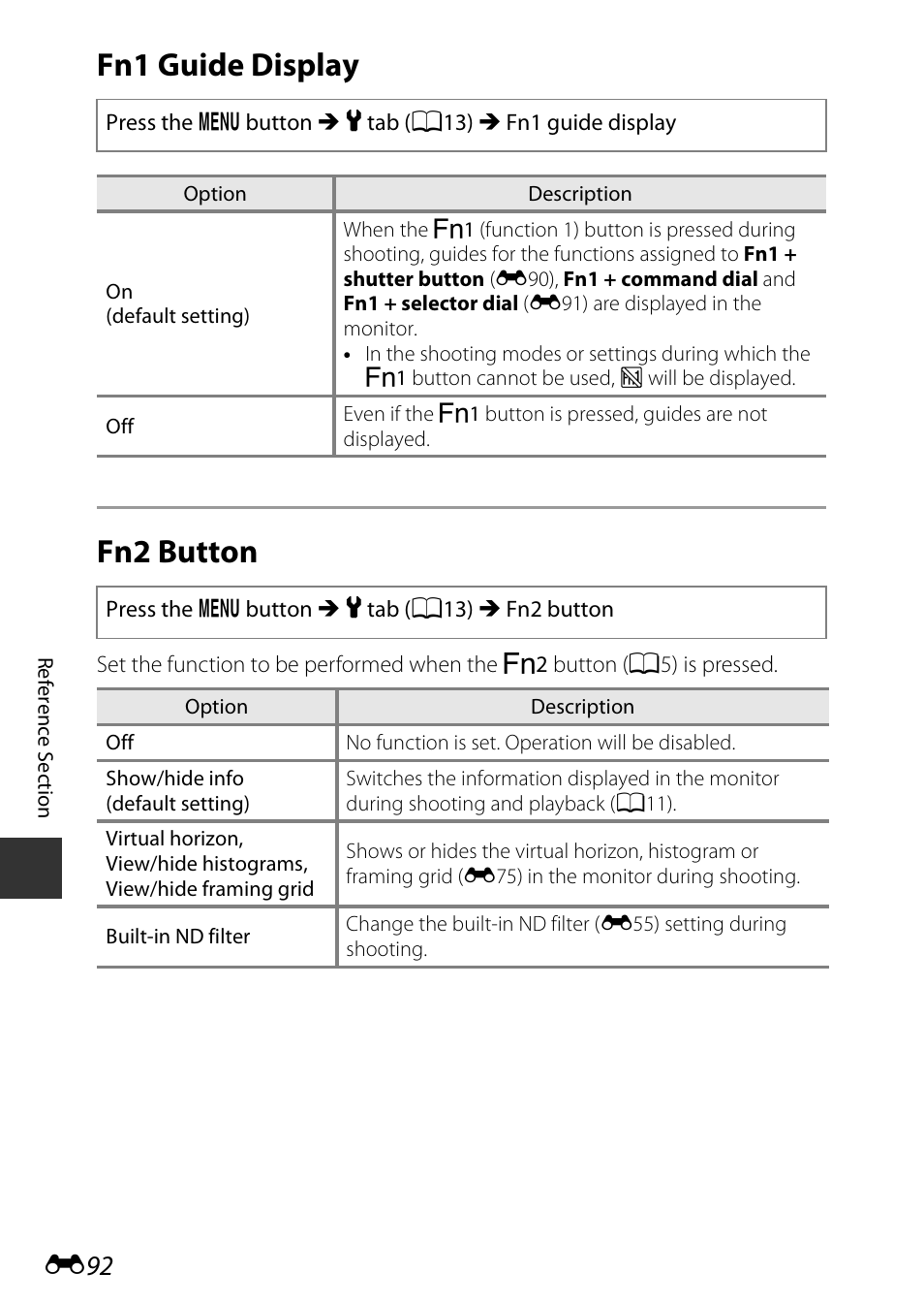 Fn1 guide display, Fn2 button, Fn1 guide display fn2 button | Nikon P7800 User Manual | Page 220 / 270