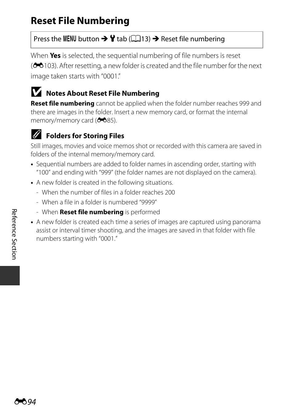 Reset file numbering | Nikon P7800 User Manual | Page 222 / 270